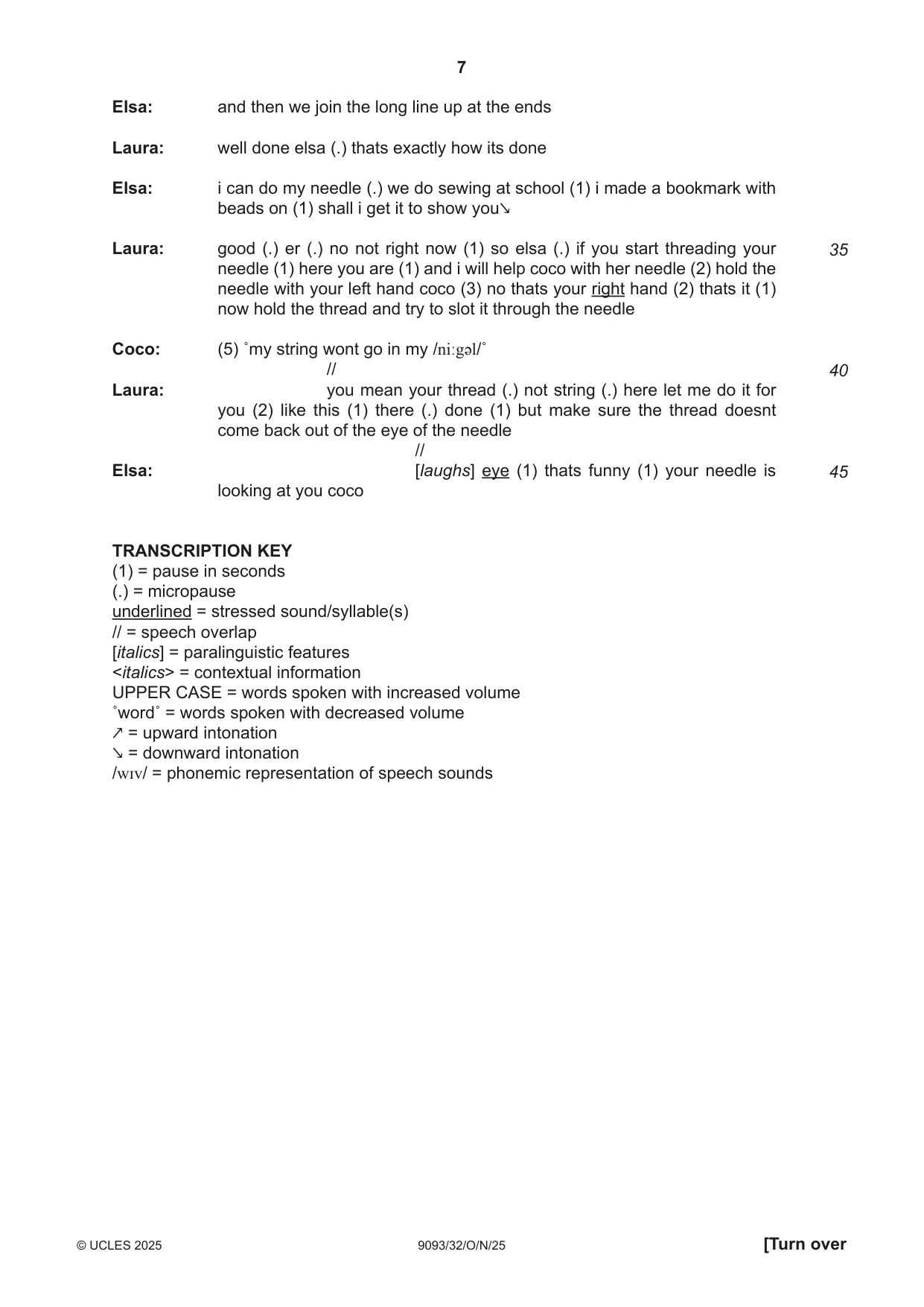 Cambridge A Level English - Language AS and A Level (from 2014) 9093 2025 Oct/Nov Paper 3 · Variant 2 question paper, page 7 of 8