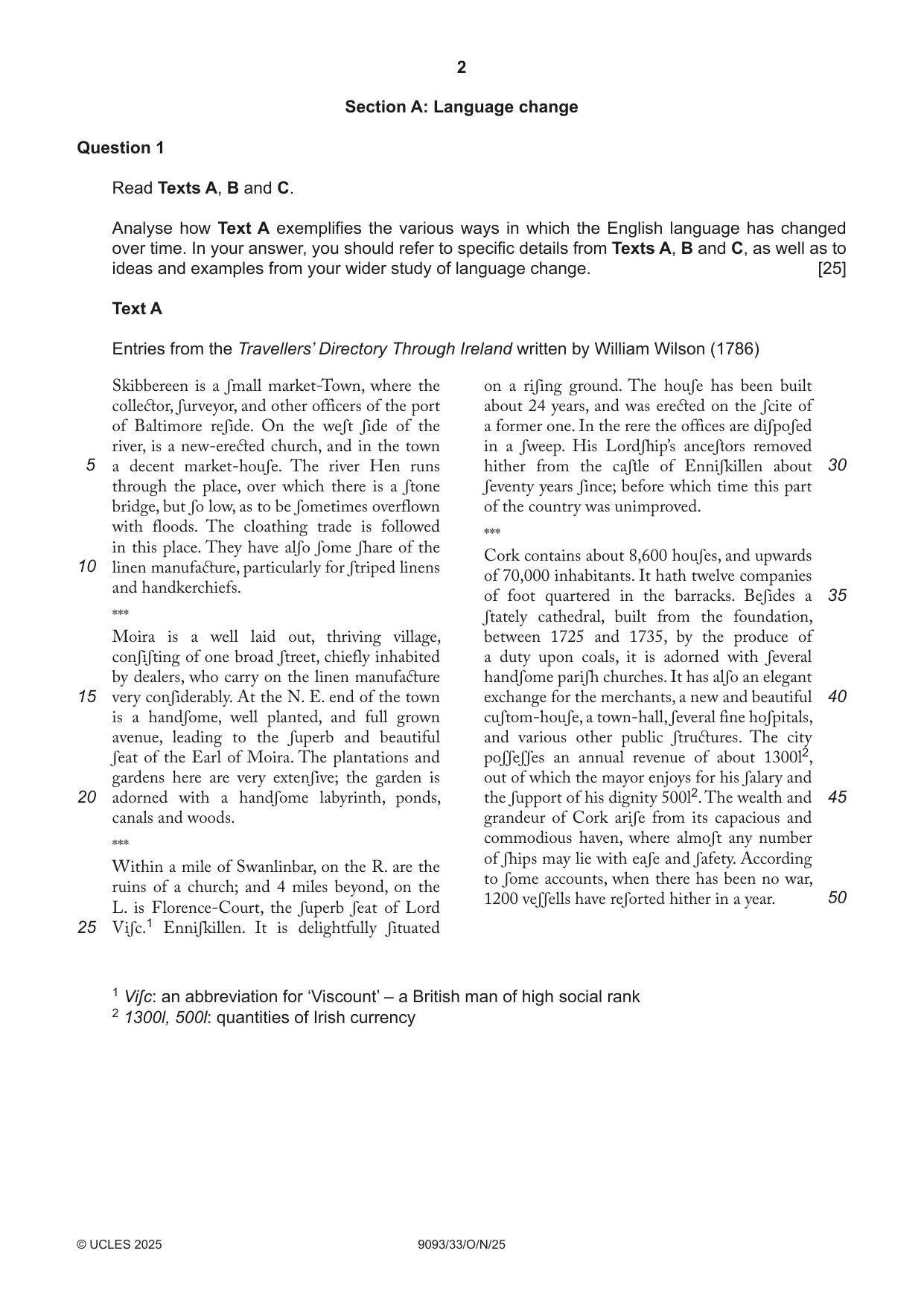 Cambridge A Level English - Language AS and A Level (from 2014) 9093 2025 Oct/Nov Paper 3 · Variant 3 question paper, page 2 of 8