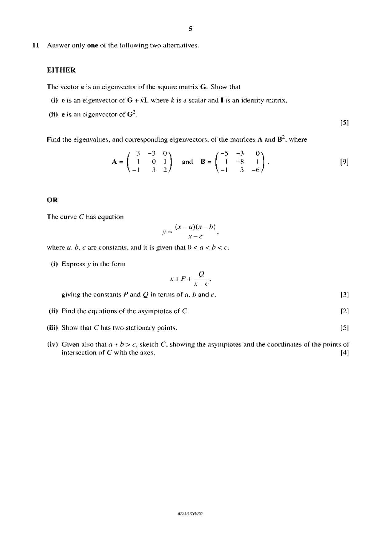 Cambridge A Level Mathematics - Further 9231 2002 Oct/Nov Paper 1 · Variant 1 question paper, page 5 of 8