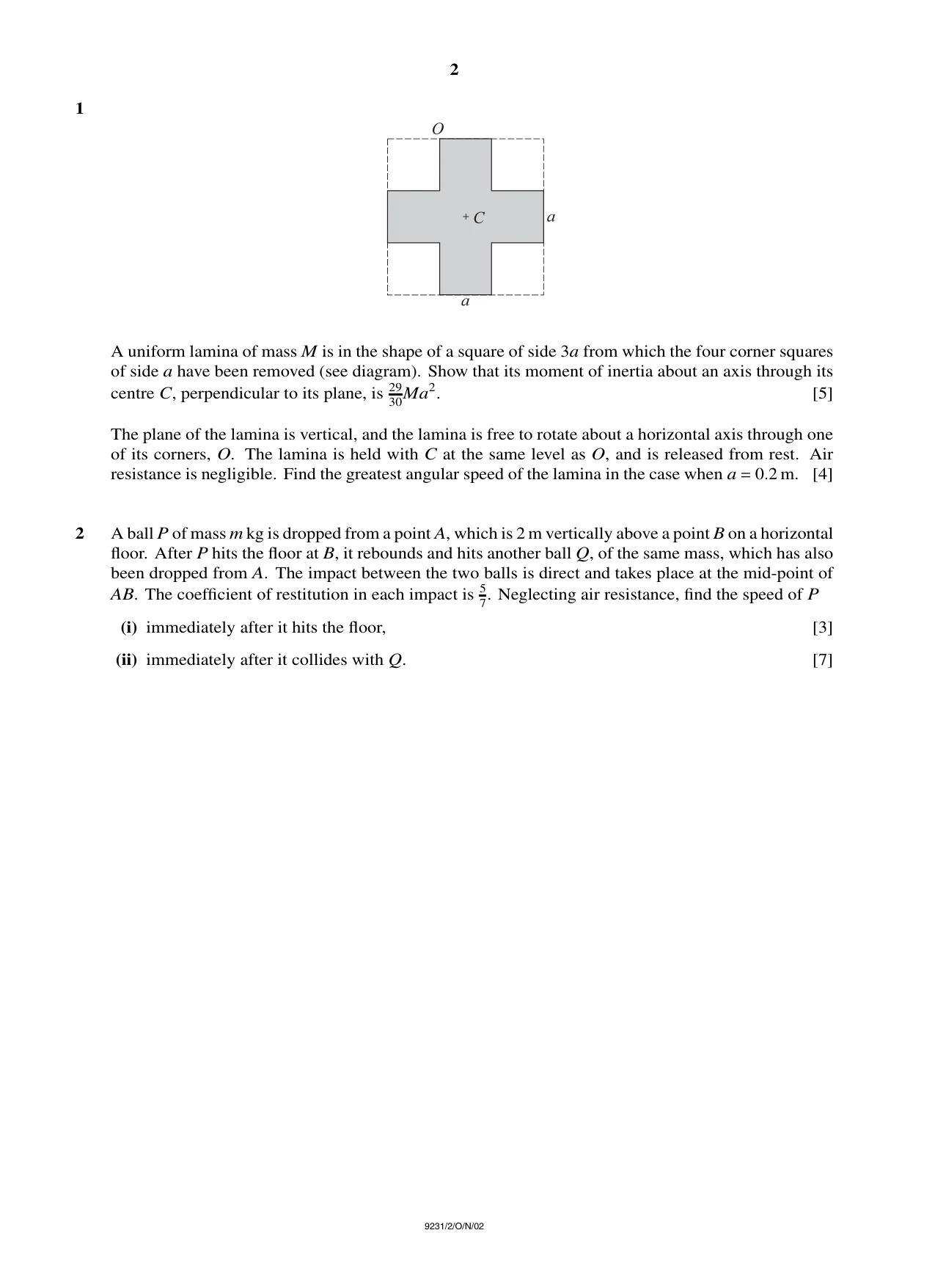 Cambridge A Level Mathematics - Further 9231 2002 Oct/Nov Paper 2 · Variant 1 question paper, page 2 of 8
