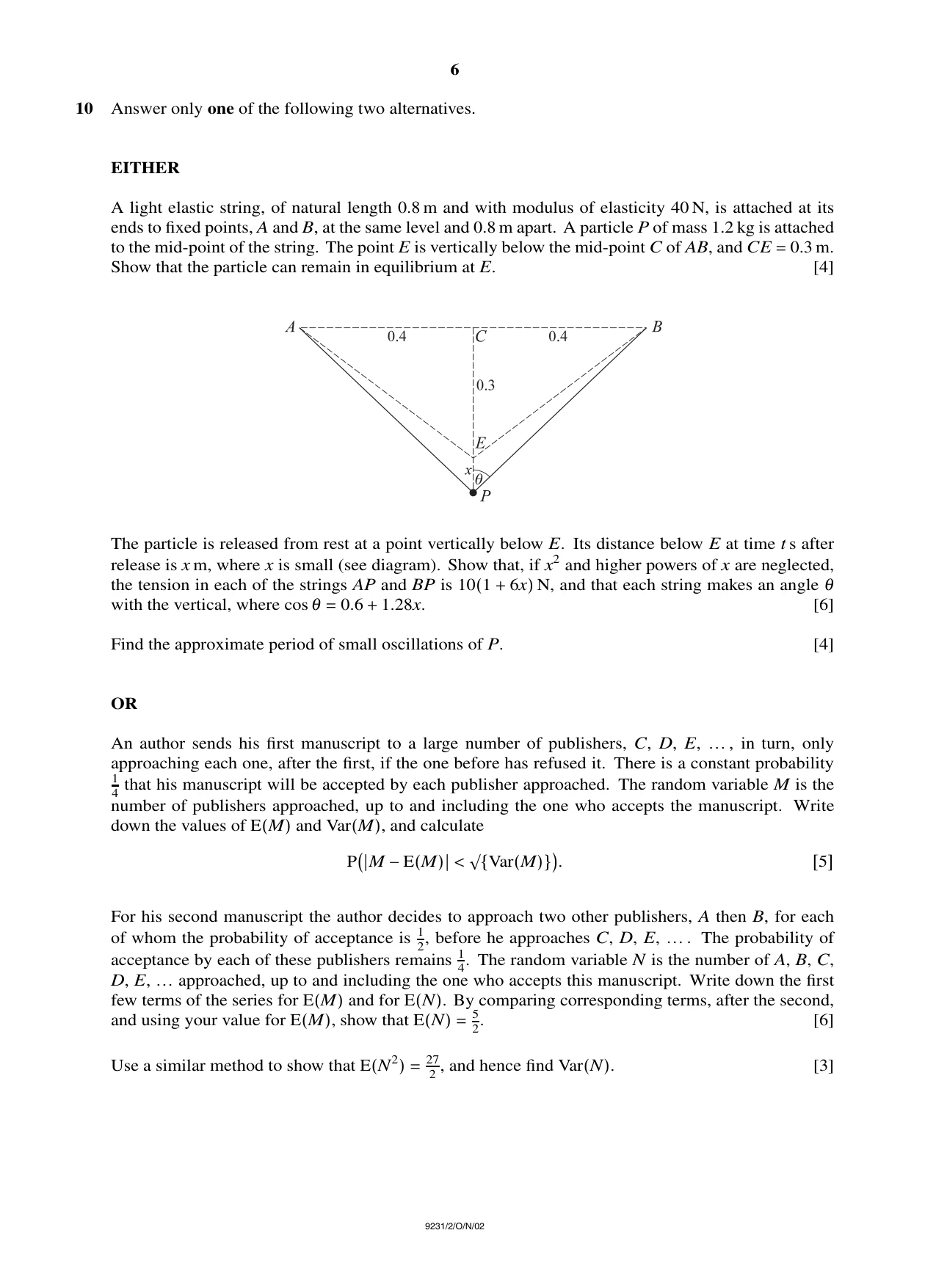 Cambridge A Level Mathematics - Further 9231 2002 Oct/Nov Paper 2 · Variant 1 question paper, page 6 of 8