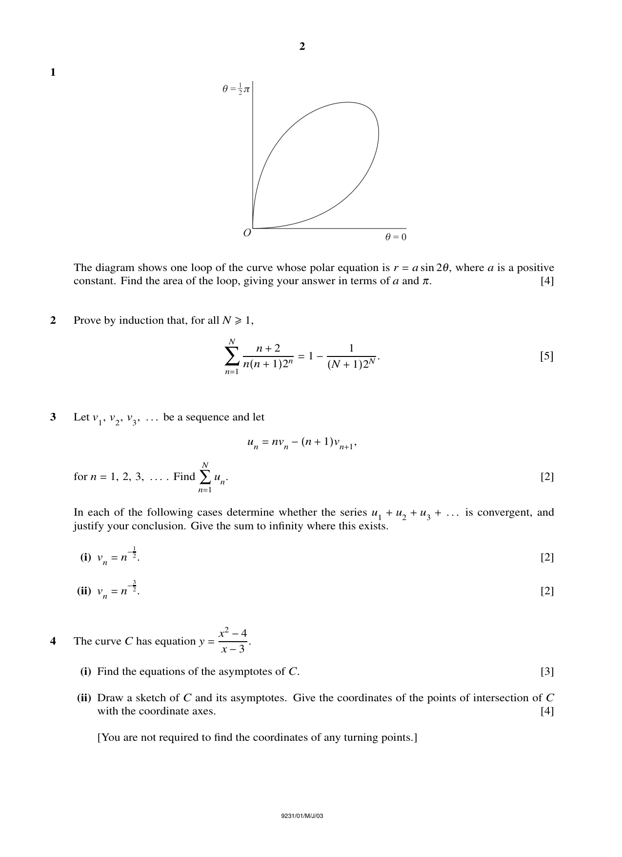 Cambridge A Level Mathematics - Further 9231 2003 May/June Paper 1 · Variant 1 question paper, page 2 of 8