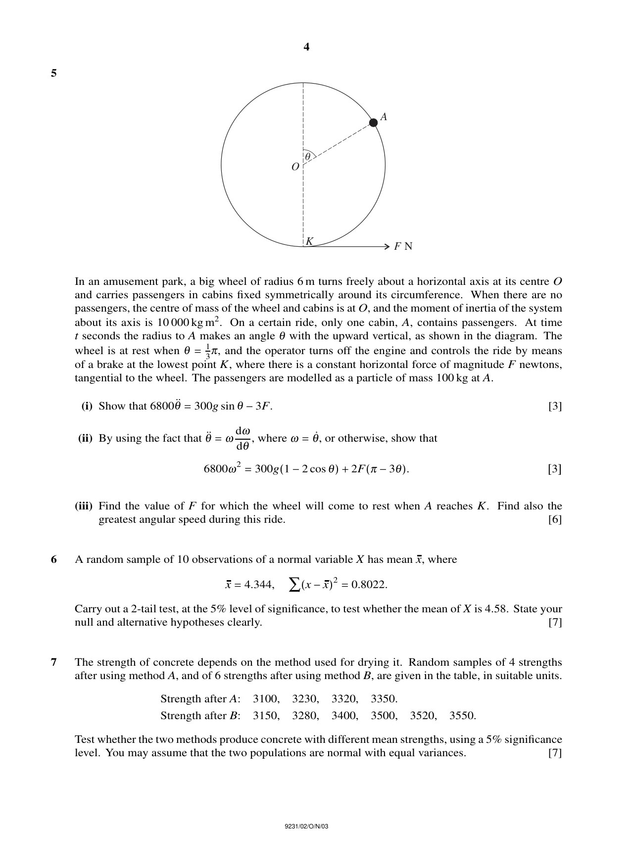 Cambridge A Level Mathematics - Further 9231 2003 Oct/Nov Paper 2 · Variant 1 question paper, page 4 of 8