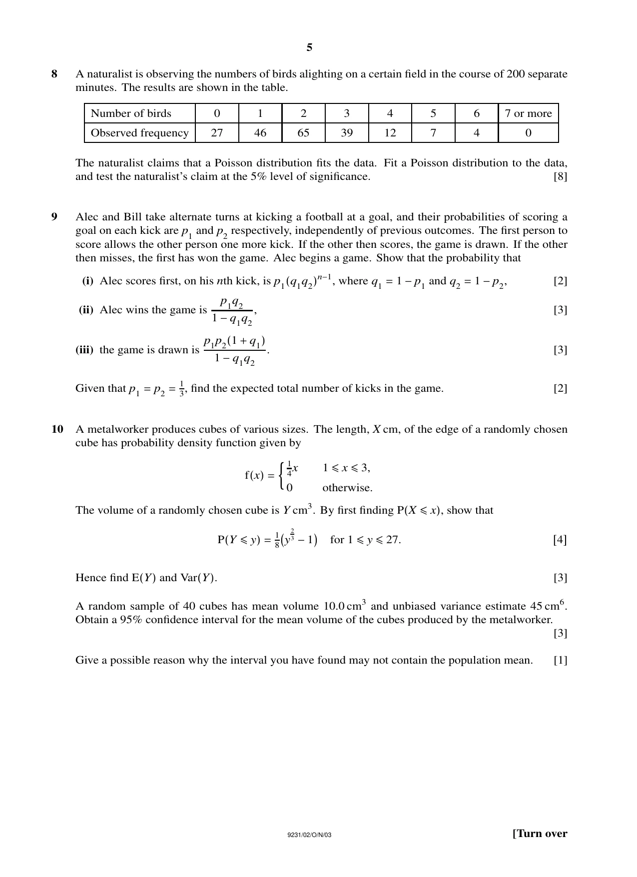 Cambridge A Level Mathematics - Further 9231 2003 Oct/Nov Paper 2 · Variant 1 question paper, page 5 of 8