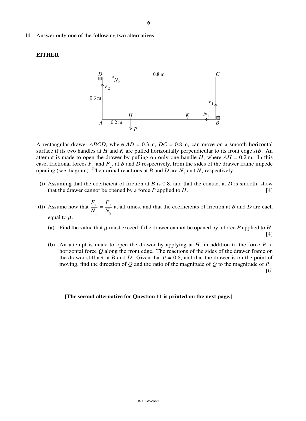 Cambridge A Level Mathematics - Further 9231 2003 Oct/Nov Paper 2 · Variant 1 question paper, page 6 of 8