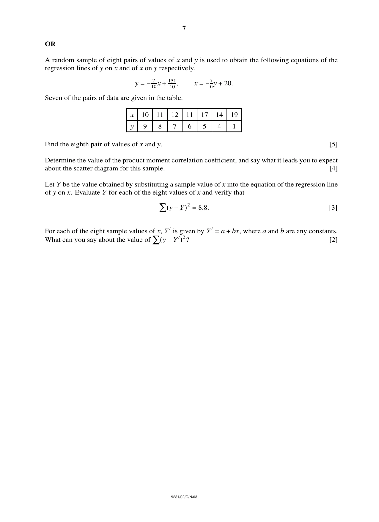 Cambridge A Level Mathematics - Further 9231 2003 Oct/Nov Paper 2 · Variant 1 question paper, page 7 of 8