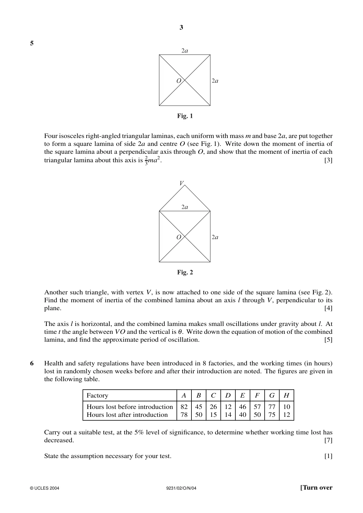 Cambridge A Level Mathematics - Further 9231 2004 Oct/Nov Paper 2 · Variant 1 question paper, page 3 of 8