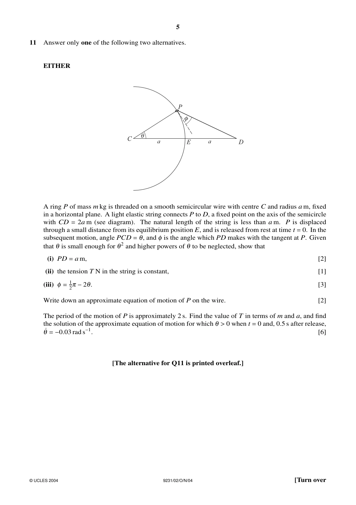 Cambridge A Level Mathematics - Further 9231 2004 Oct/Nov Paper 2 · Variant 1 question paper, page 5 of 8