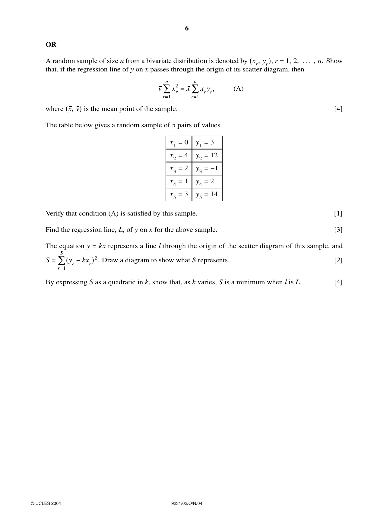 Cambridge A Level Mathematics - Further 9231 2004 Oct/Nov Paper 2 · Variant 1 question paper, page 6 of 8