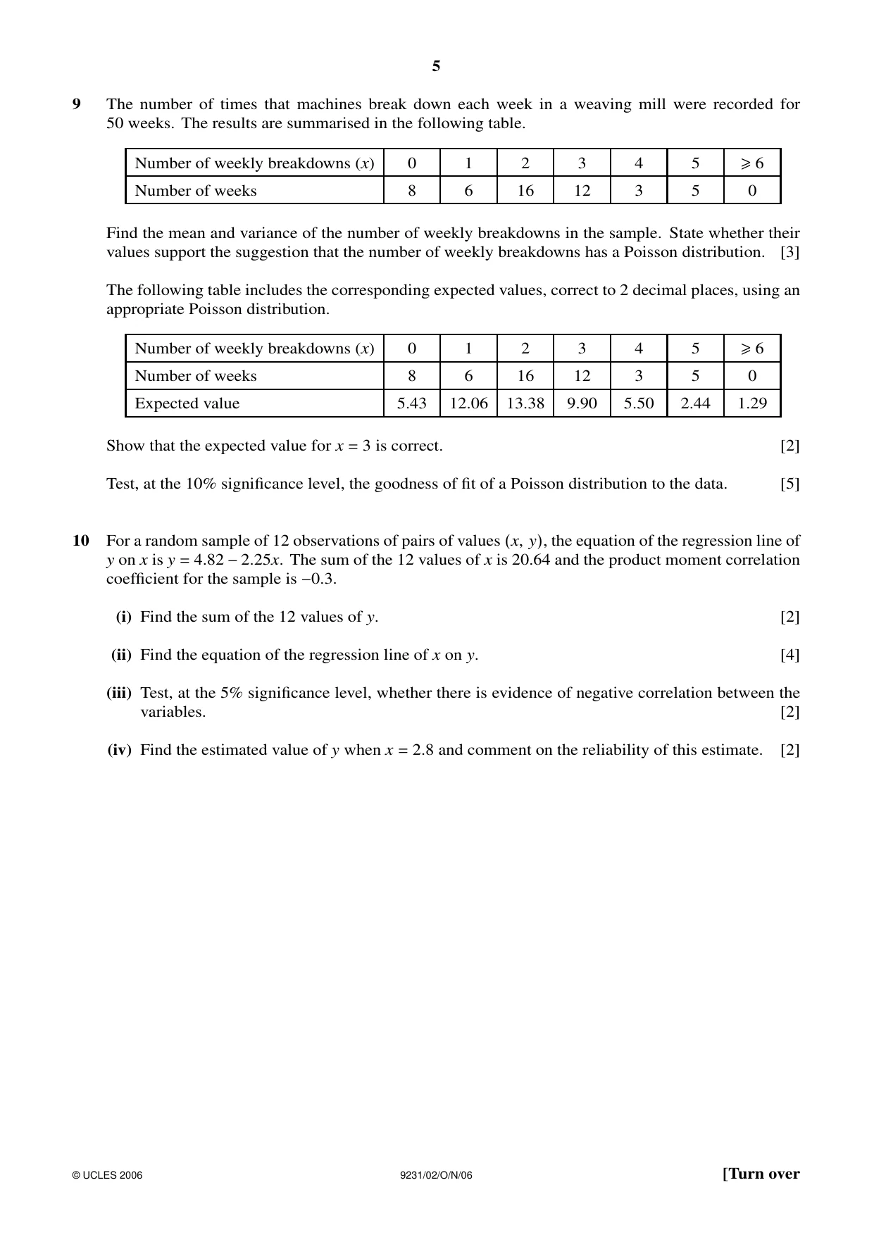 Cambridge A Level Mathematics - Further 9231 2006 Oct/Nov Paper 2 · Variant 1 question paper, page 5 of 8