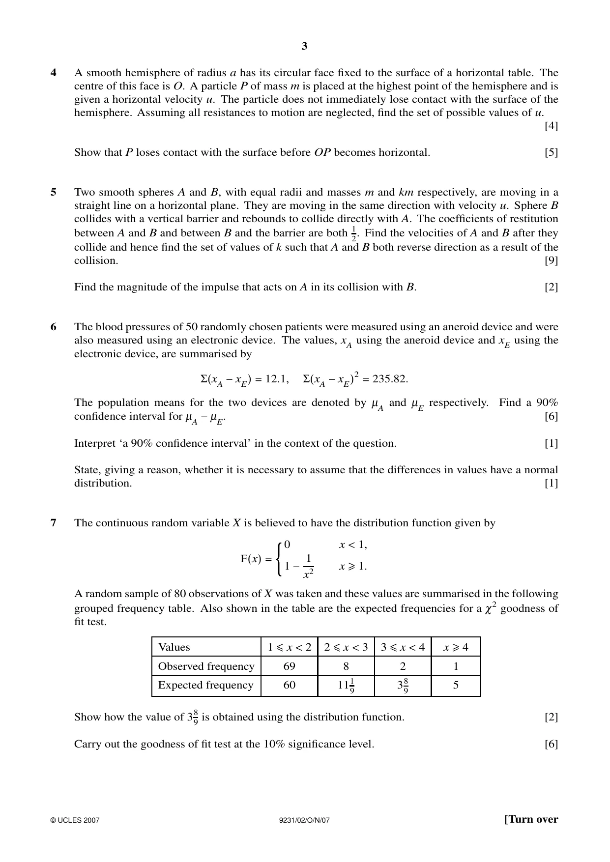 Cambridge A Level Mathematics - Further 9231 2007 Oct/Nov Paper 2 · Variant 1 question paper, page 3 of 8