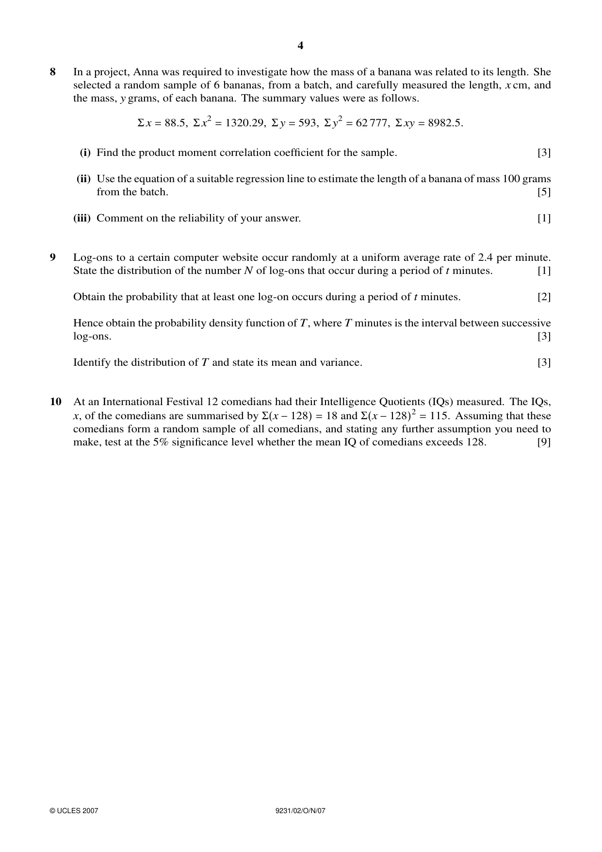 Cambridge A Level Mathematics - Further 9231 2007 Oct/Nov Paper 2 · Variant 1 question paper, page 4 of 8