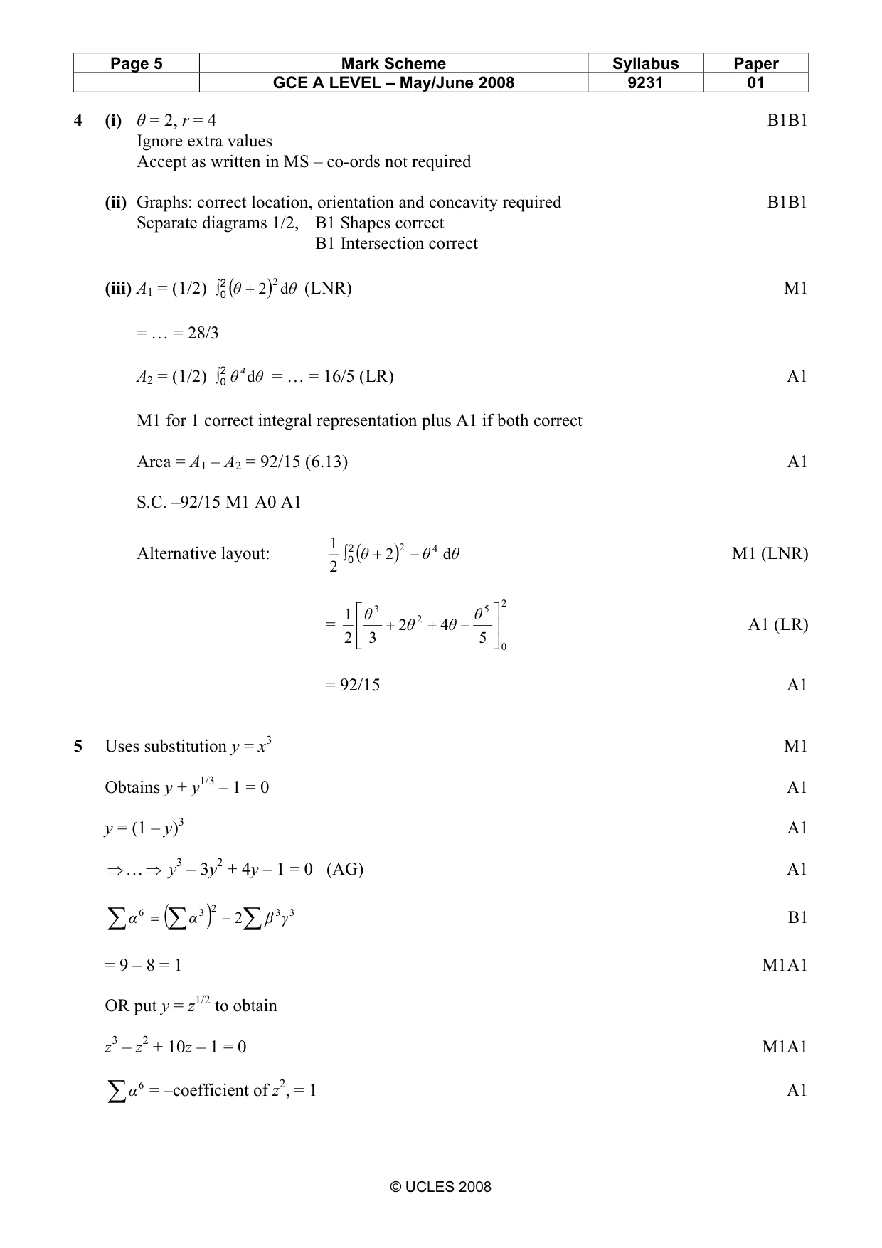 Mark scheme, page 5 of 10