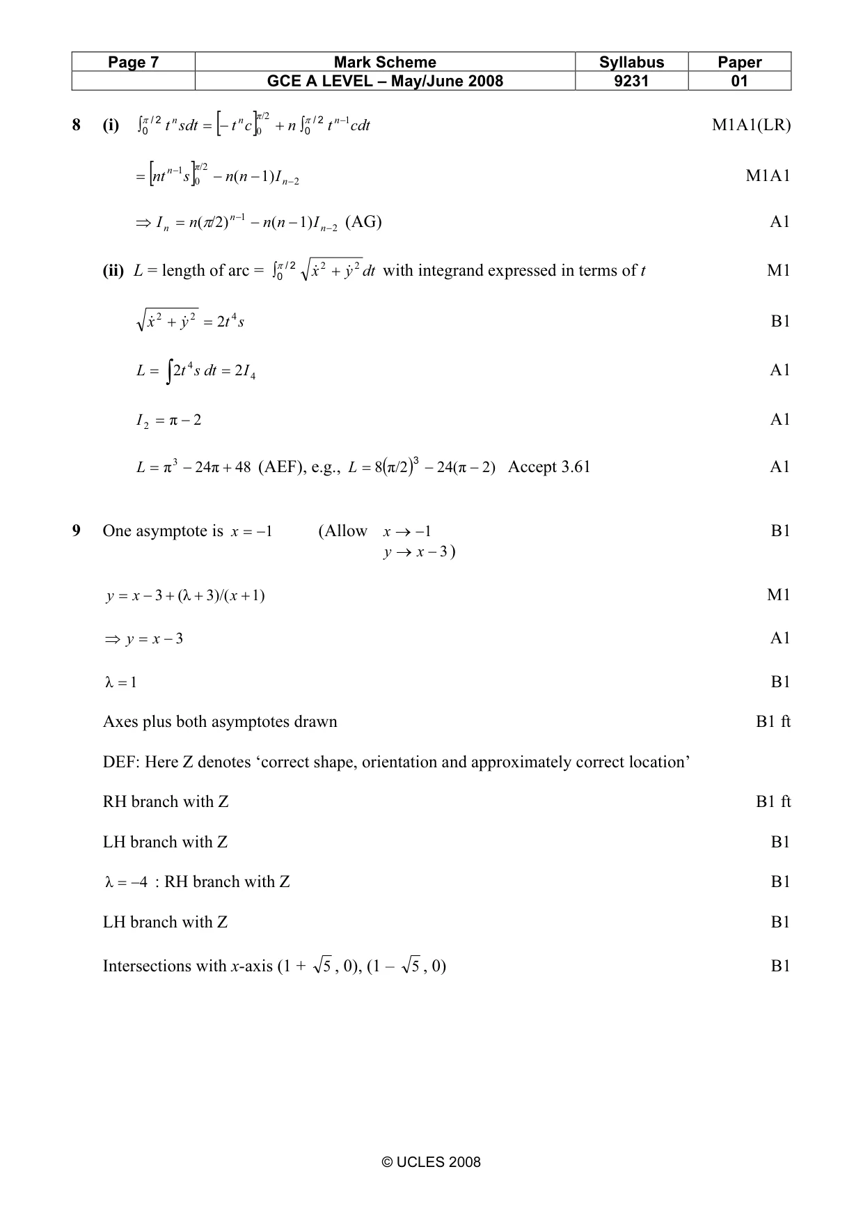Mark scheme, page 7 of 10