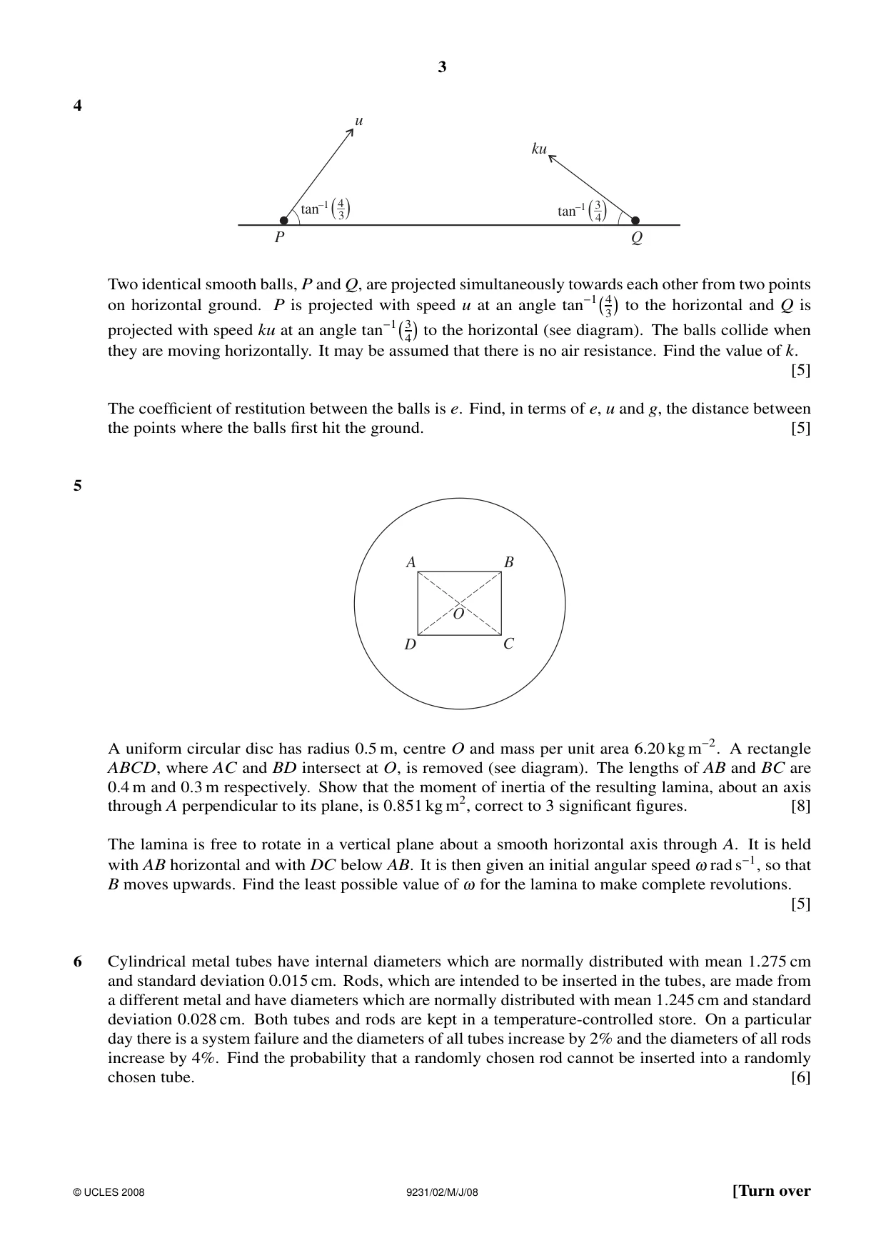 Cambridge A Level Mathematics - Further 9231 2008 May/June Paper 2 · Variant 1 question paper, page 3 of 8