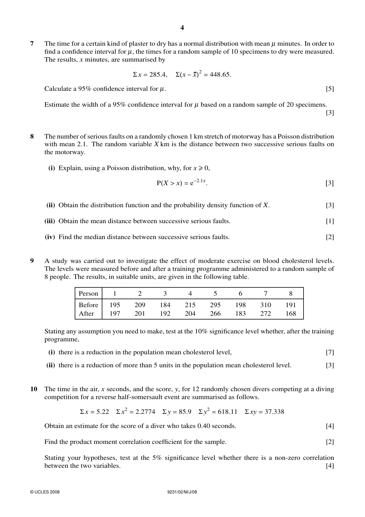 Cambridge A Level Mathematics - Further 9231 2008 May/June Paper 2 · Variant 1 question paper, page 4 of 8