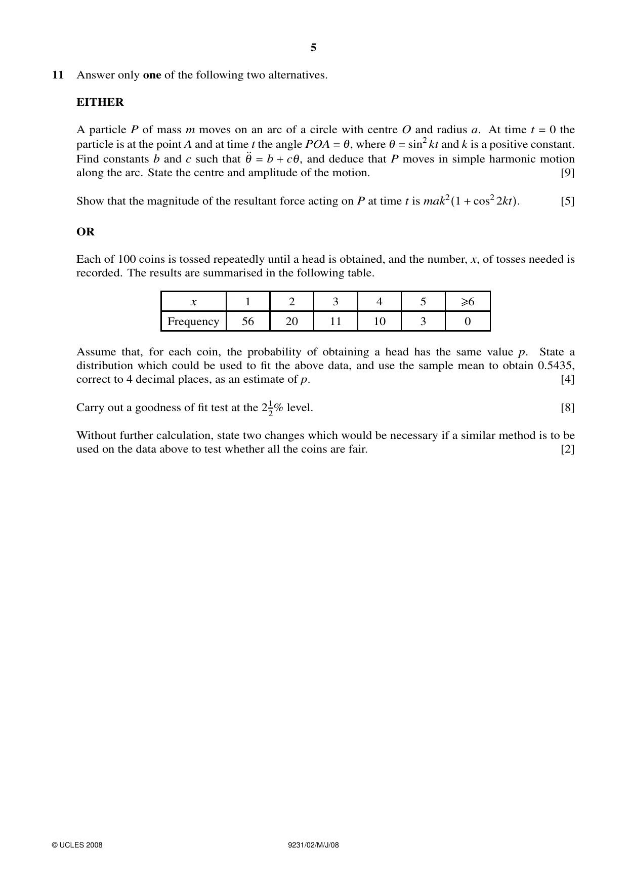 Cambridge A Level Mathematics - Further 9231 2008 May/June Paper 2 · Variant 1 question paper, page 5 of 8