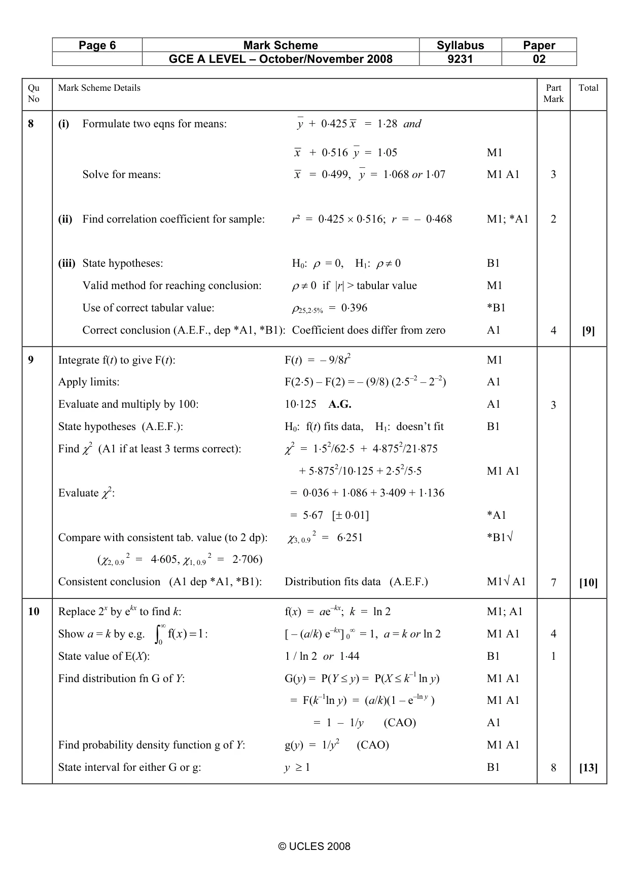 Mark scheme, page 6 of 7
