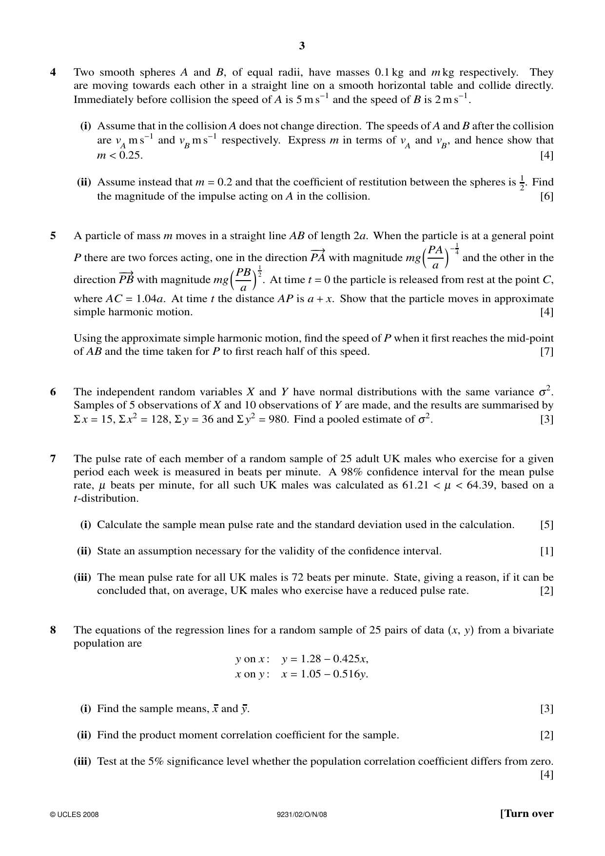 Cambridge A Level Mathematics - Further 9231 2008 Oct/Nov Paper 2 · Variant 1 question paper, page 3 of 8