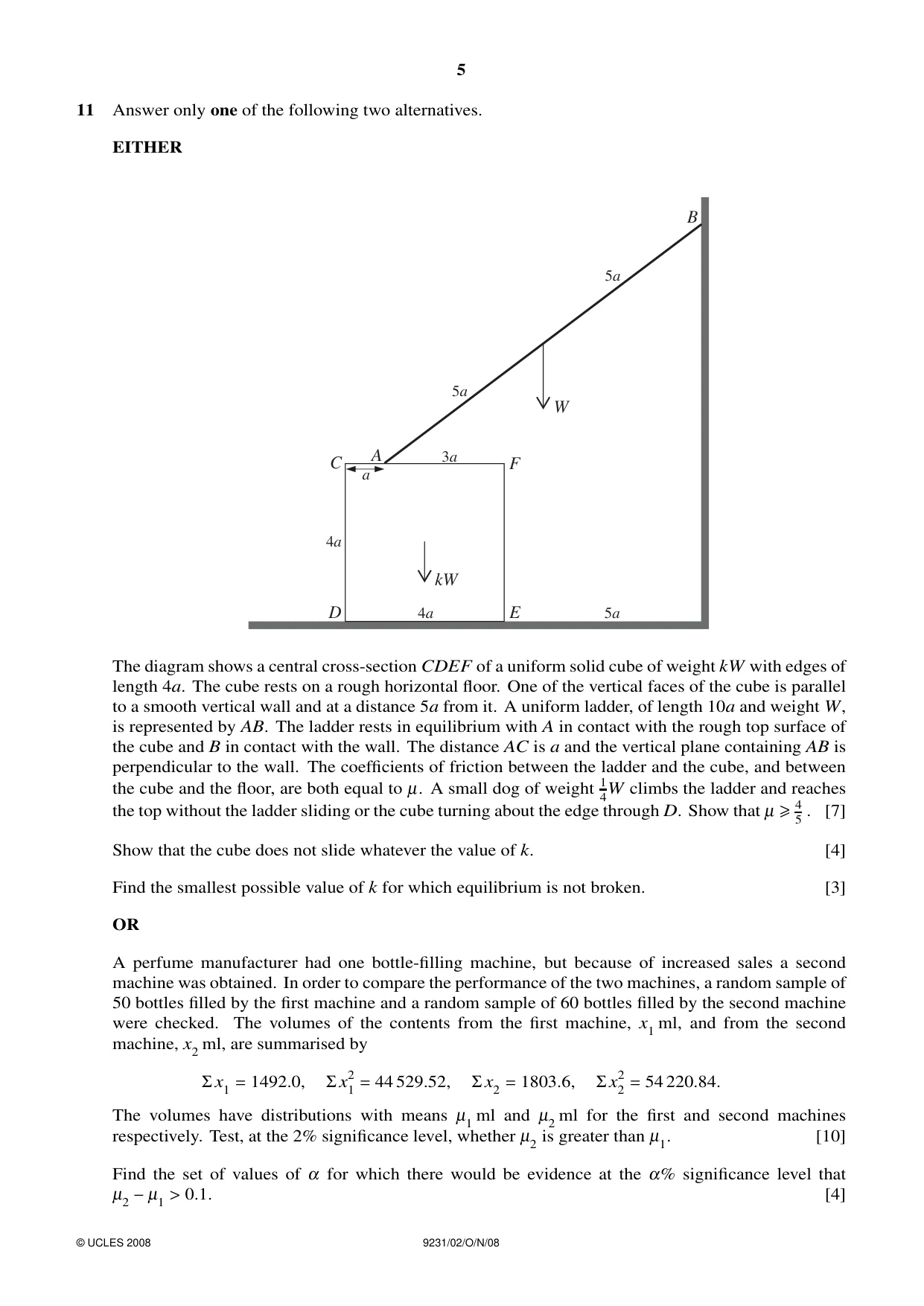 Cambridge A Level Mathematics - Further 9231 2008 Oct/Nov Paper 2 · Variant 1 question paper, page 5 of 8