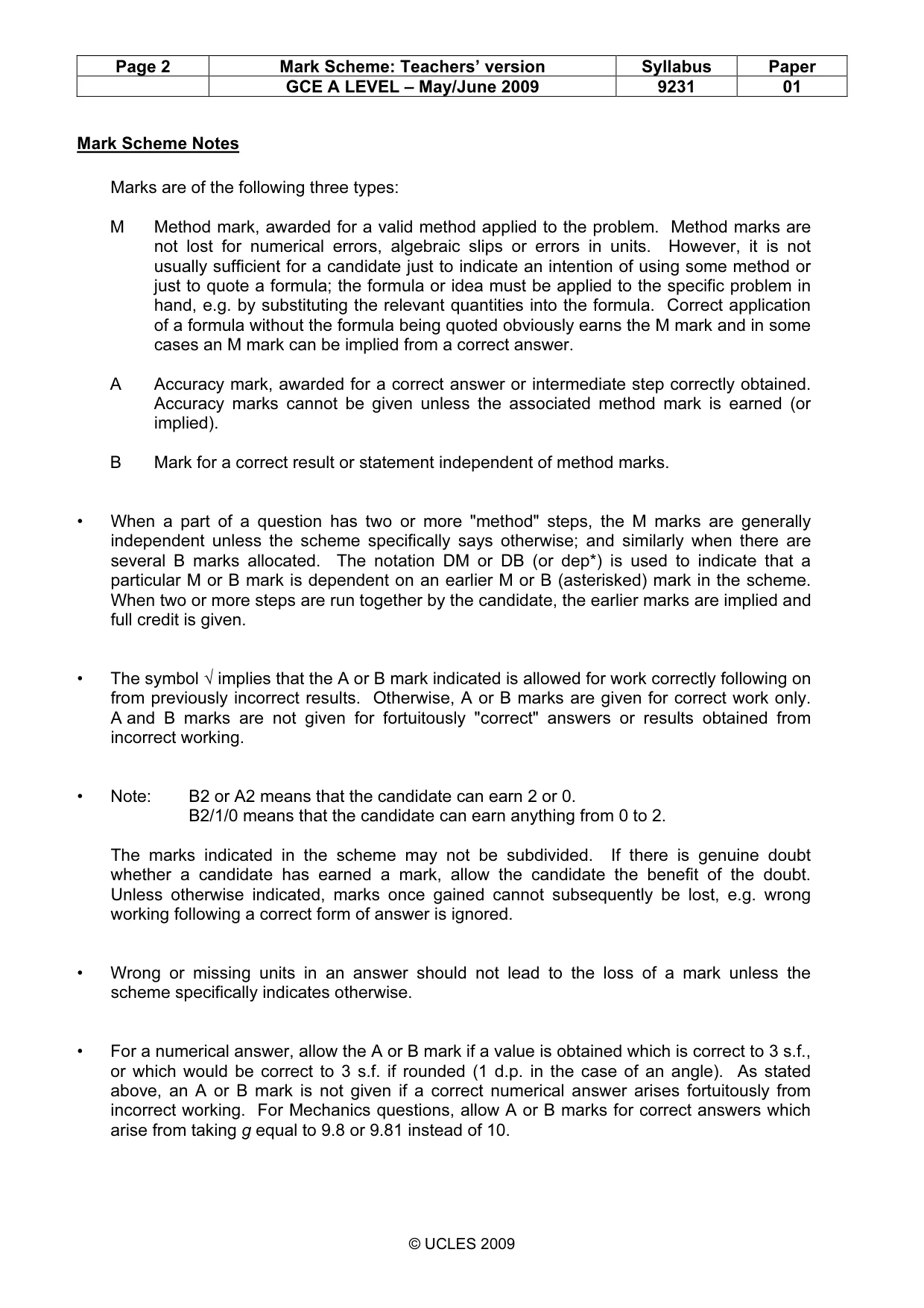 Mark scheme, page 2 of 15