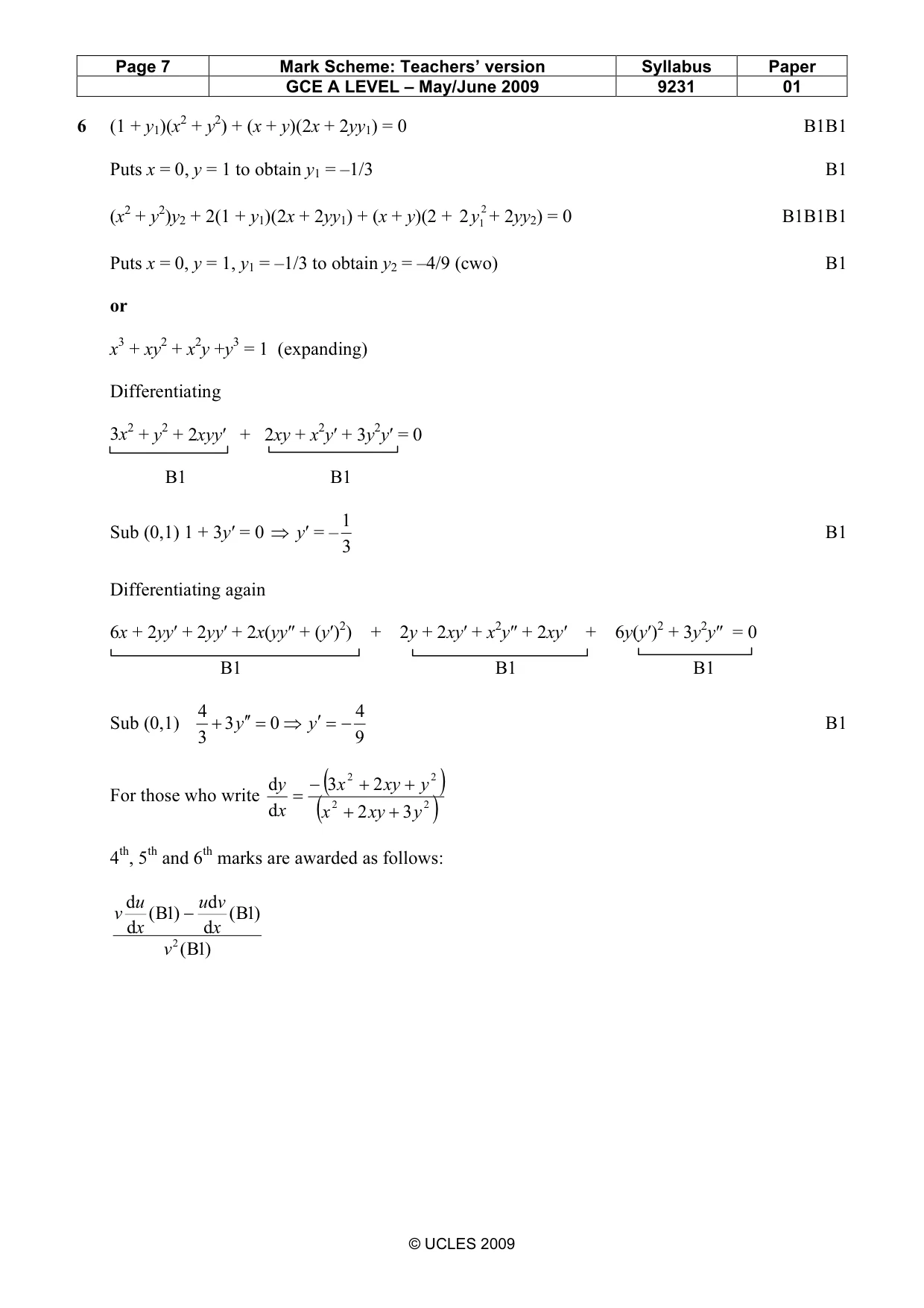 Mark scheme, page 7 of 15