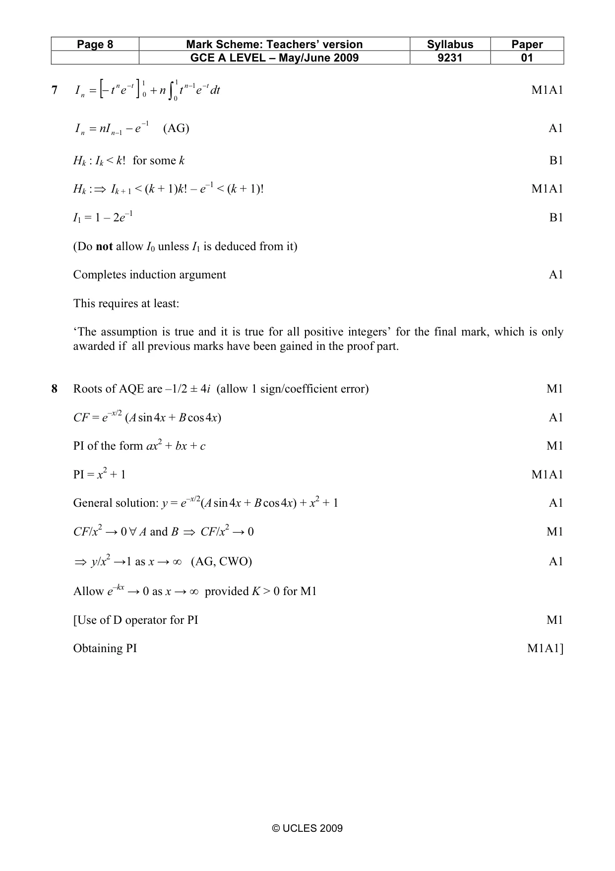 Mark scheme, page 8 of 15