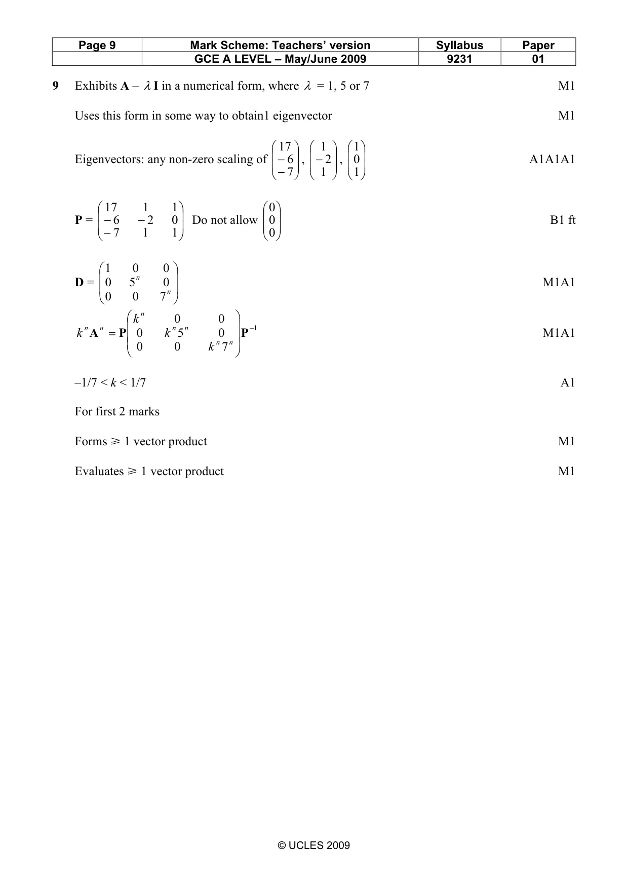 Mark scheme, page 9 of 15