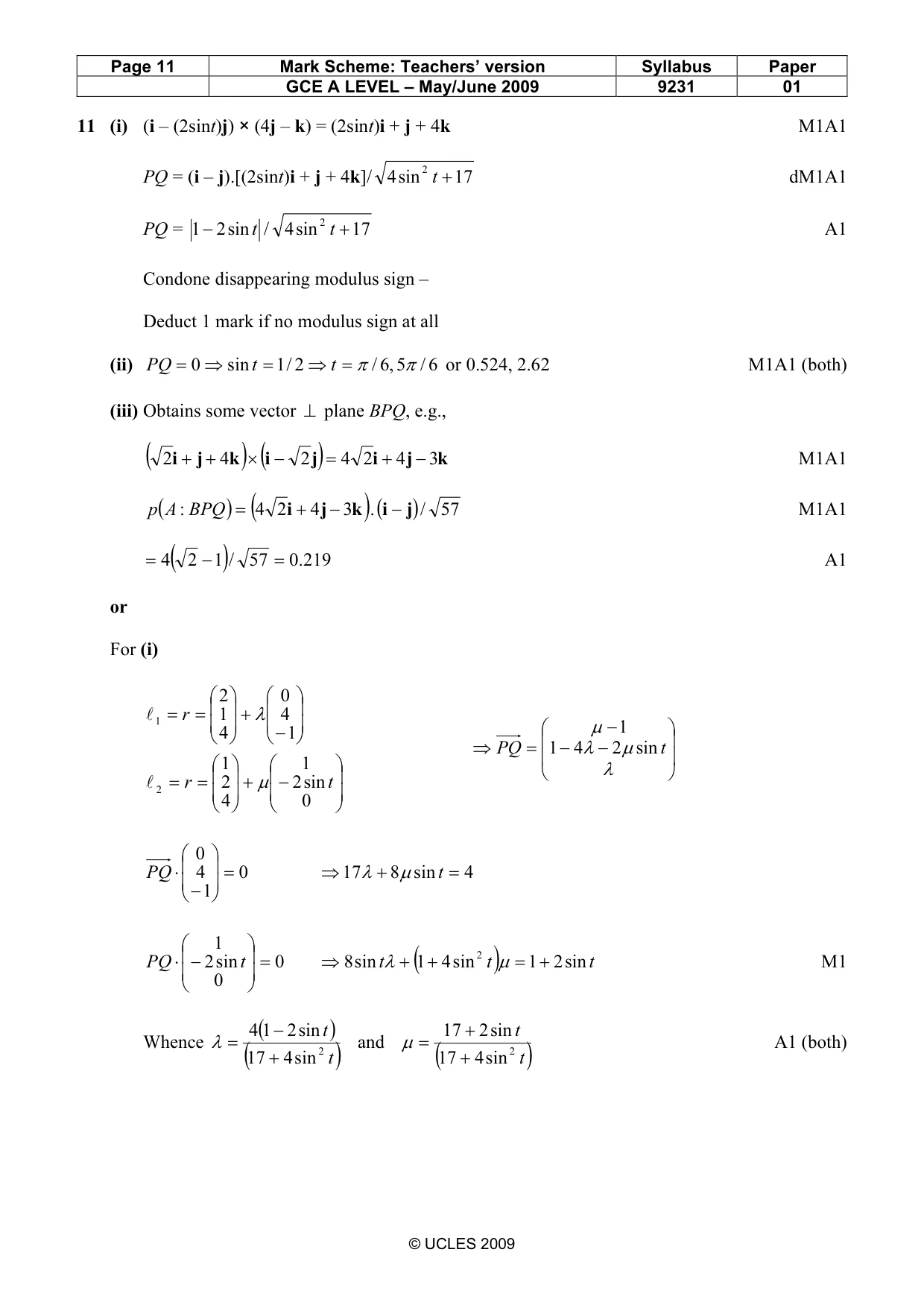 Mark scheme, page 11 of 15