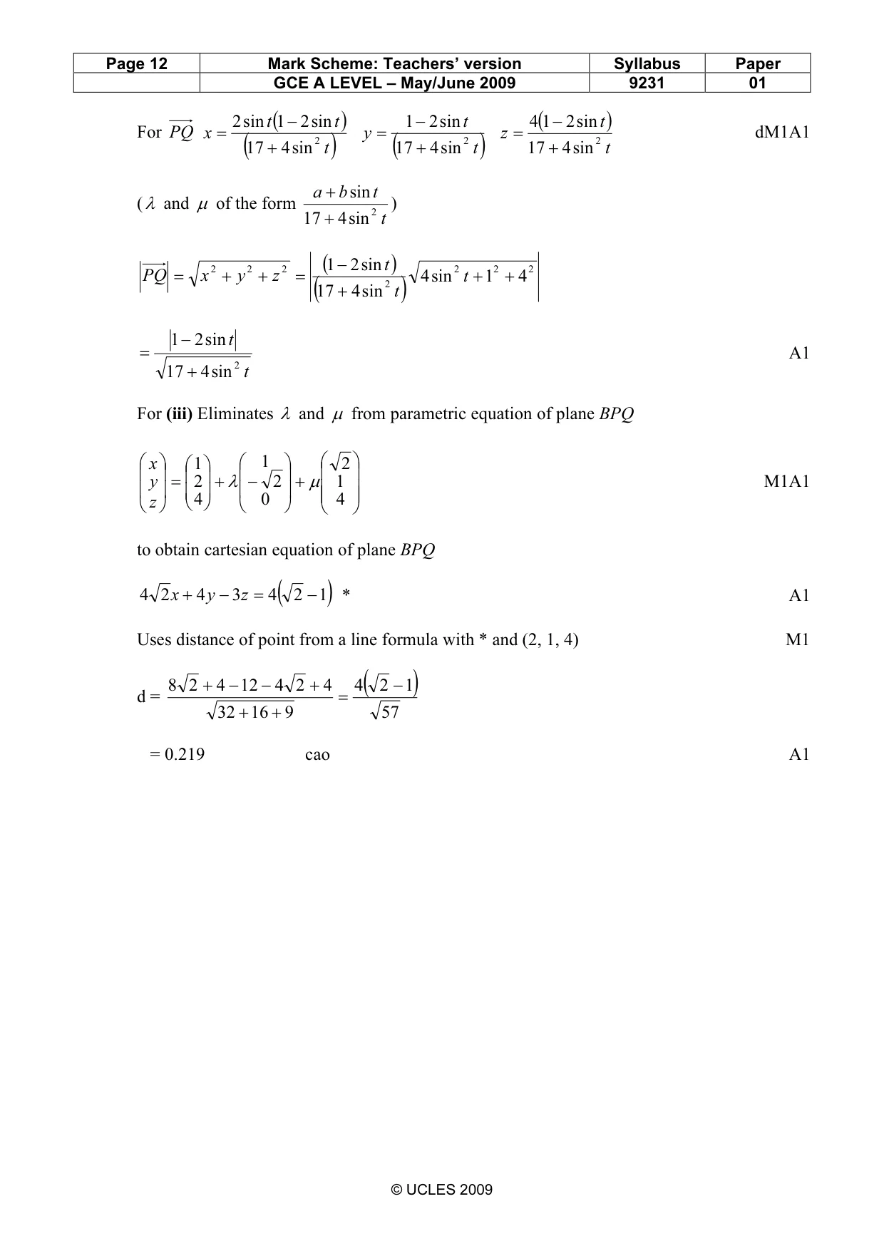 Mark scheme, page 12 of 15