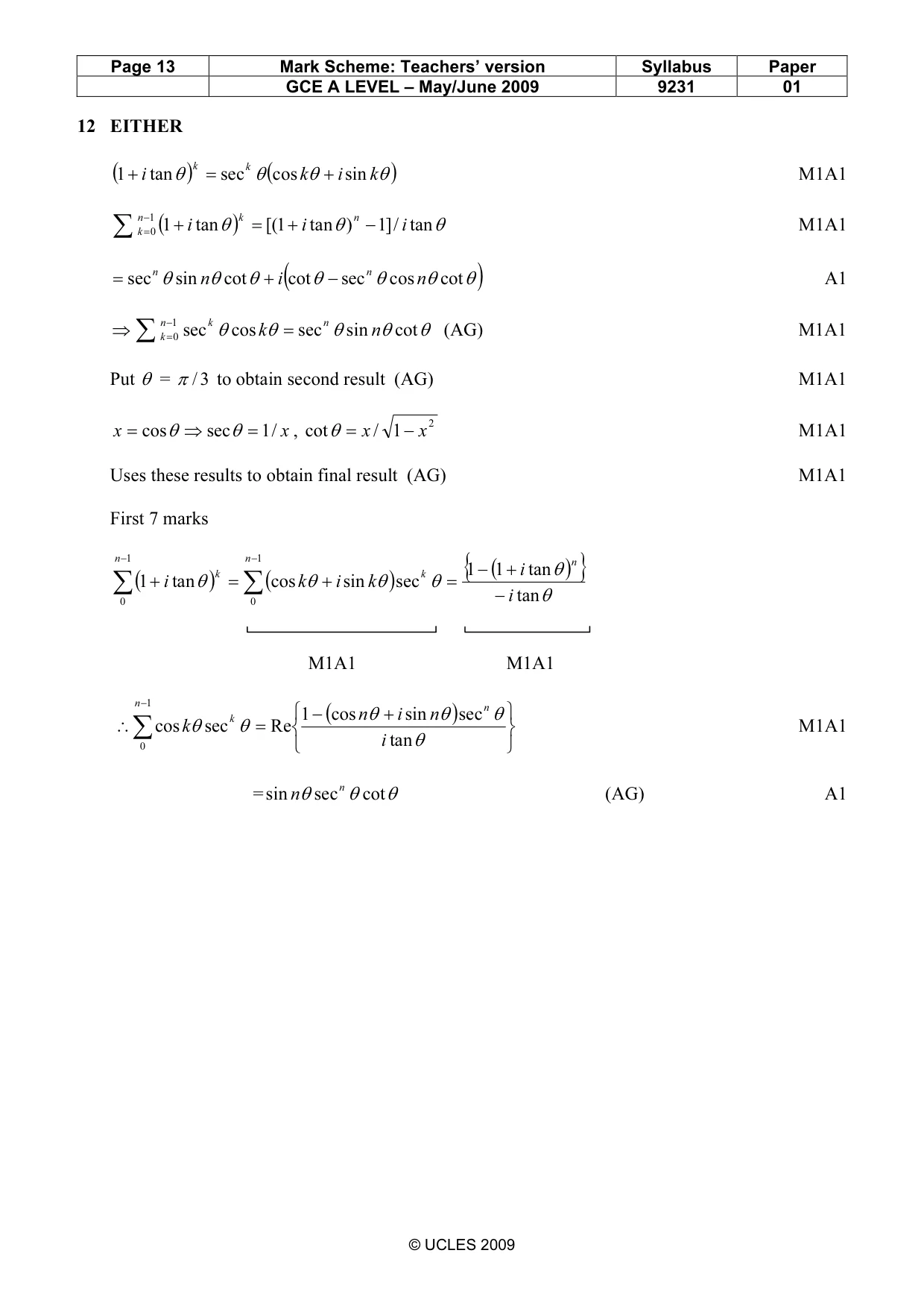 Mark scheme, page 13 of 15