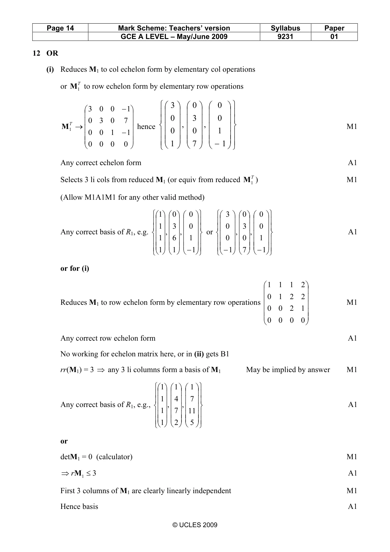 Mark scheme, page 14 of 15