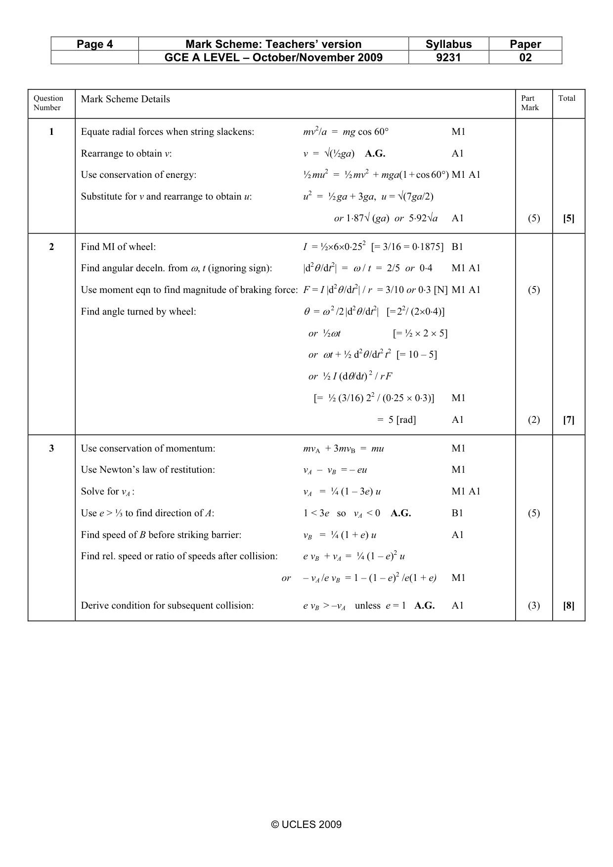 Mark scheme, page 4 of 9