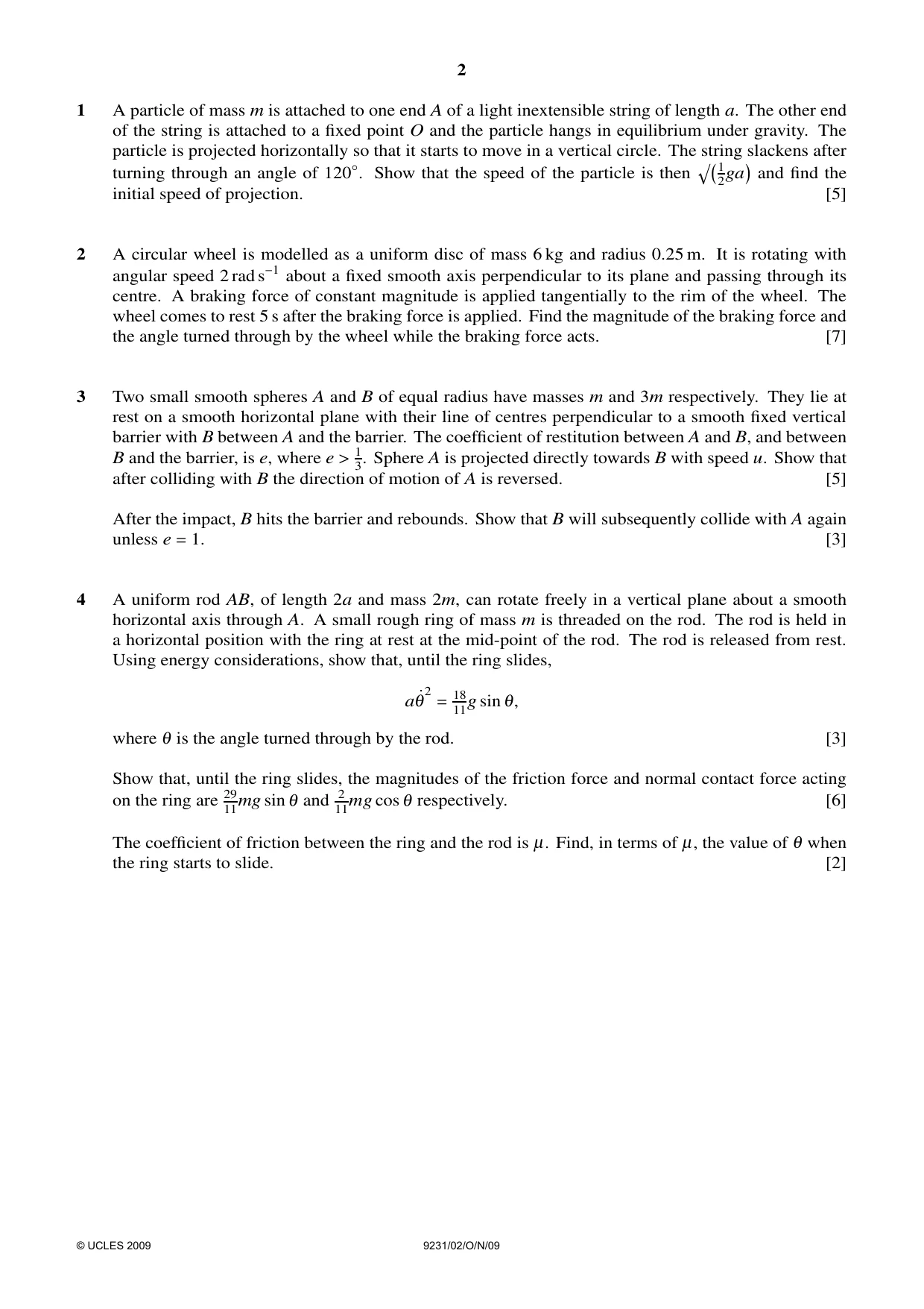 Cambridge A Level Mathematics - Further 9231 2009 Oct/Nov Paper 2 · Variant 1 question paper, page 2 of 8