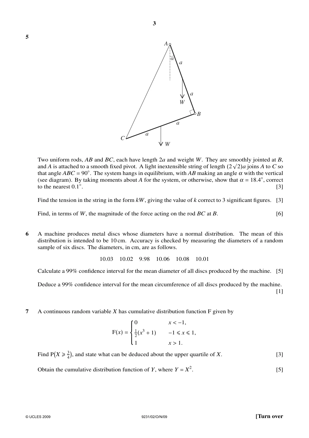 Cambridge A Level Mathematics - Further 9231 2009 Oct/Nov Paper 2 · Variant 1 question paper, page 3 of 8
