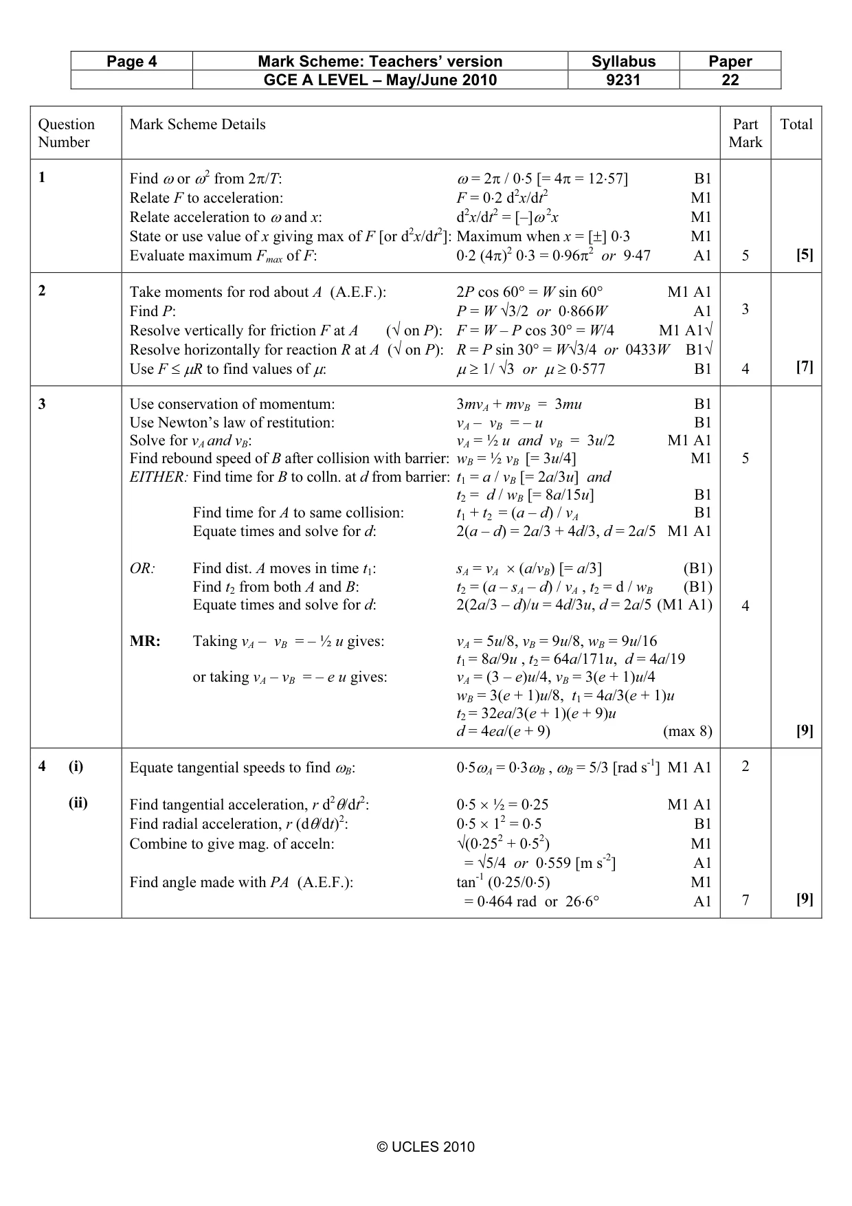 Mark scheme, page 4 of 7