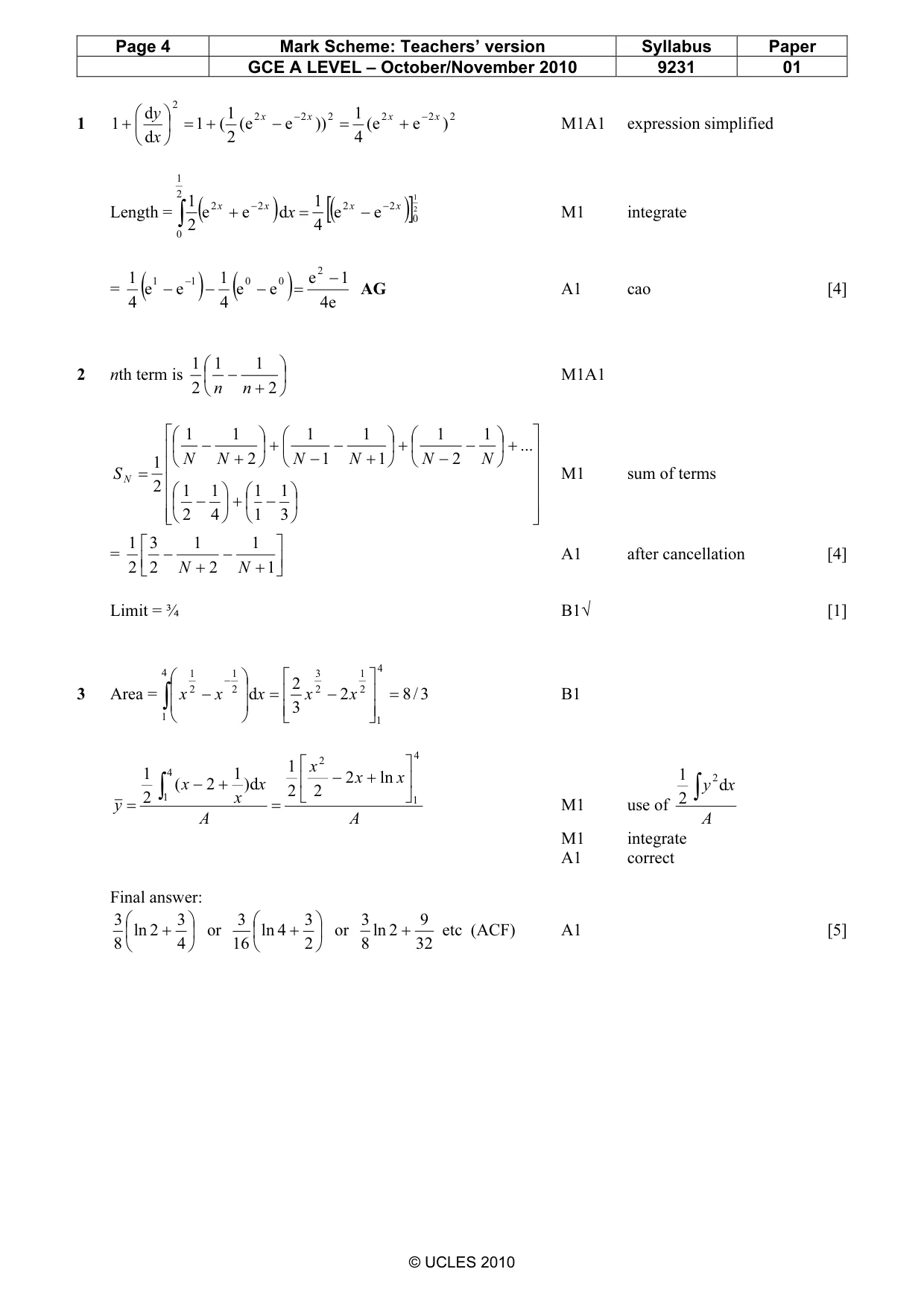 Mark scheme, page 4 of 9