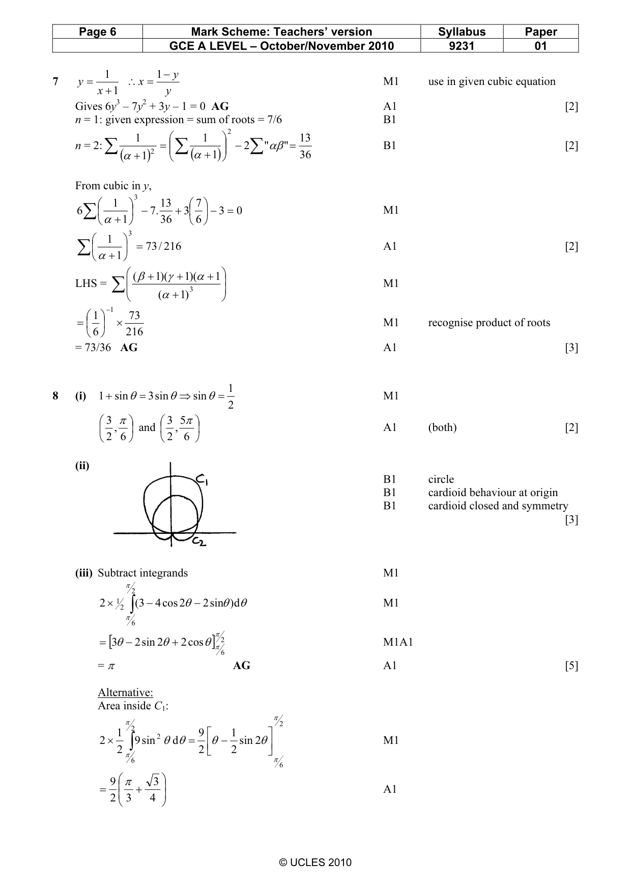 Mark scheme, page 6 of 9