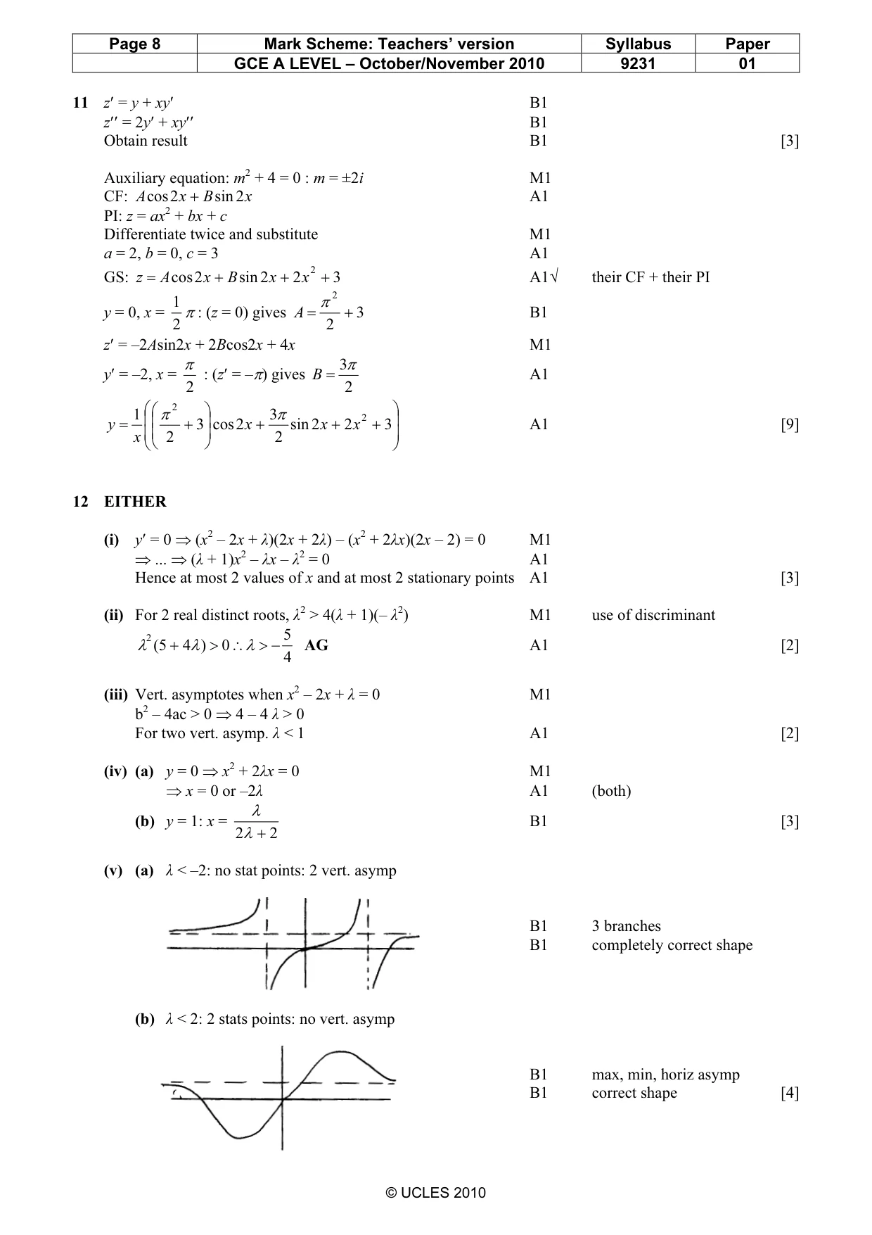 Mark scheme, page 8 of 9