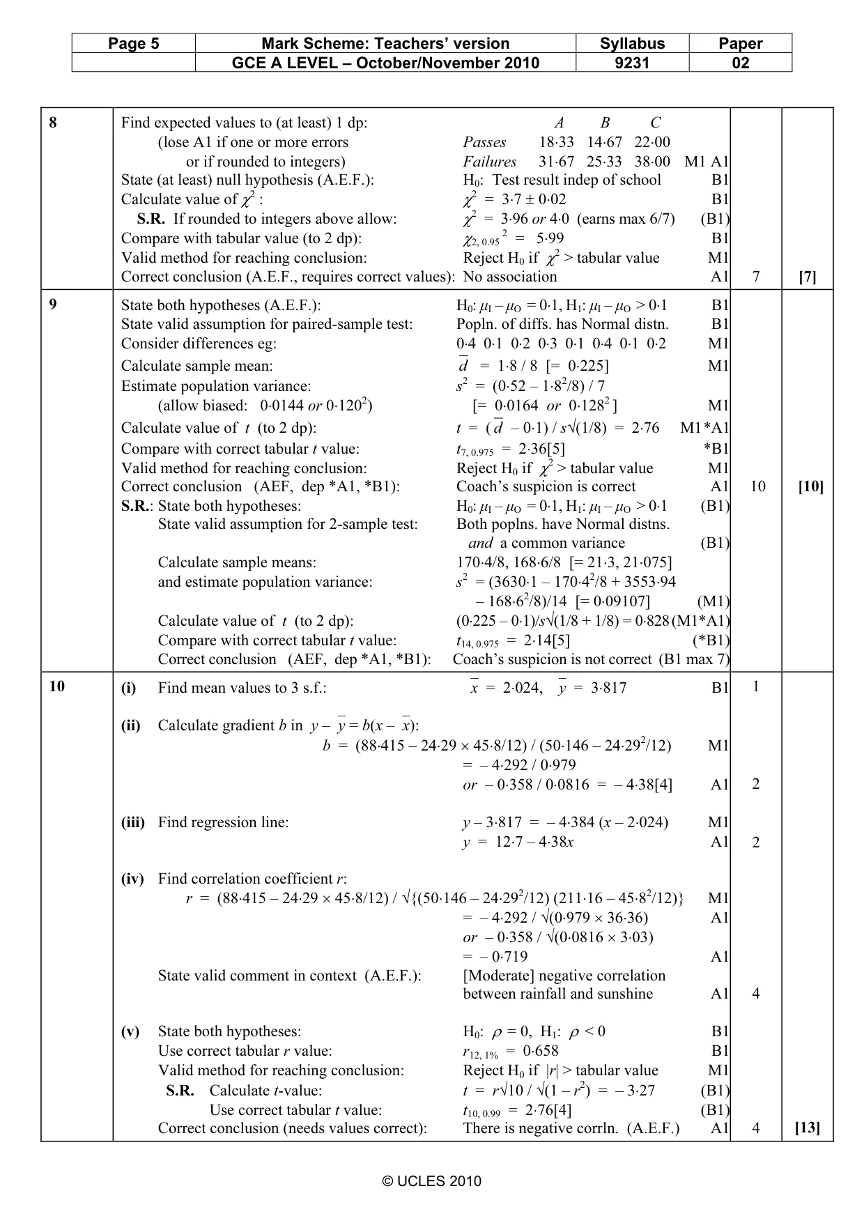 Mark scheme, page 5 of 6
