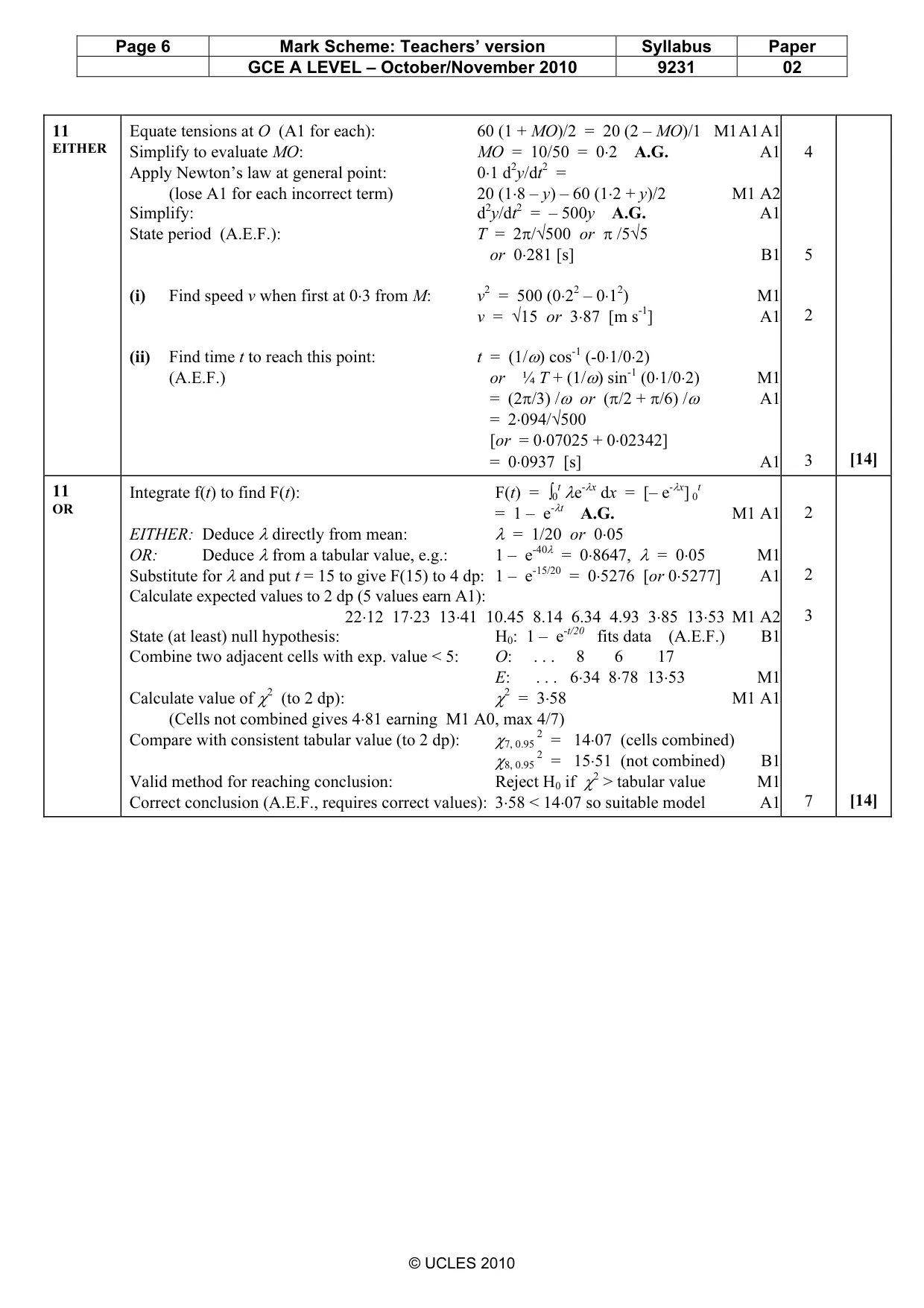 Mark scheme, page 6 of 6