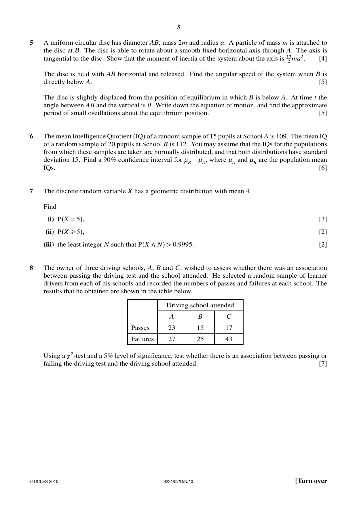 Cambridge A Level Mathematics - Further 9231 2010 Oct/Nov Paper 2 · Variant 1 question paper, page 3 of 8