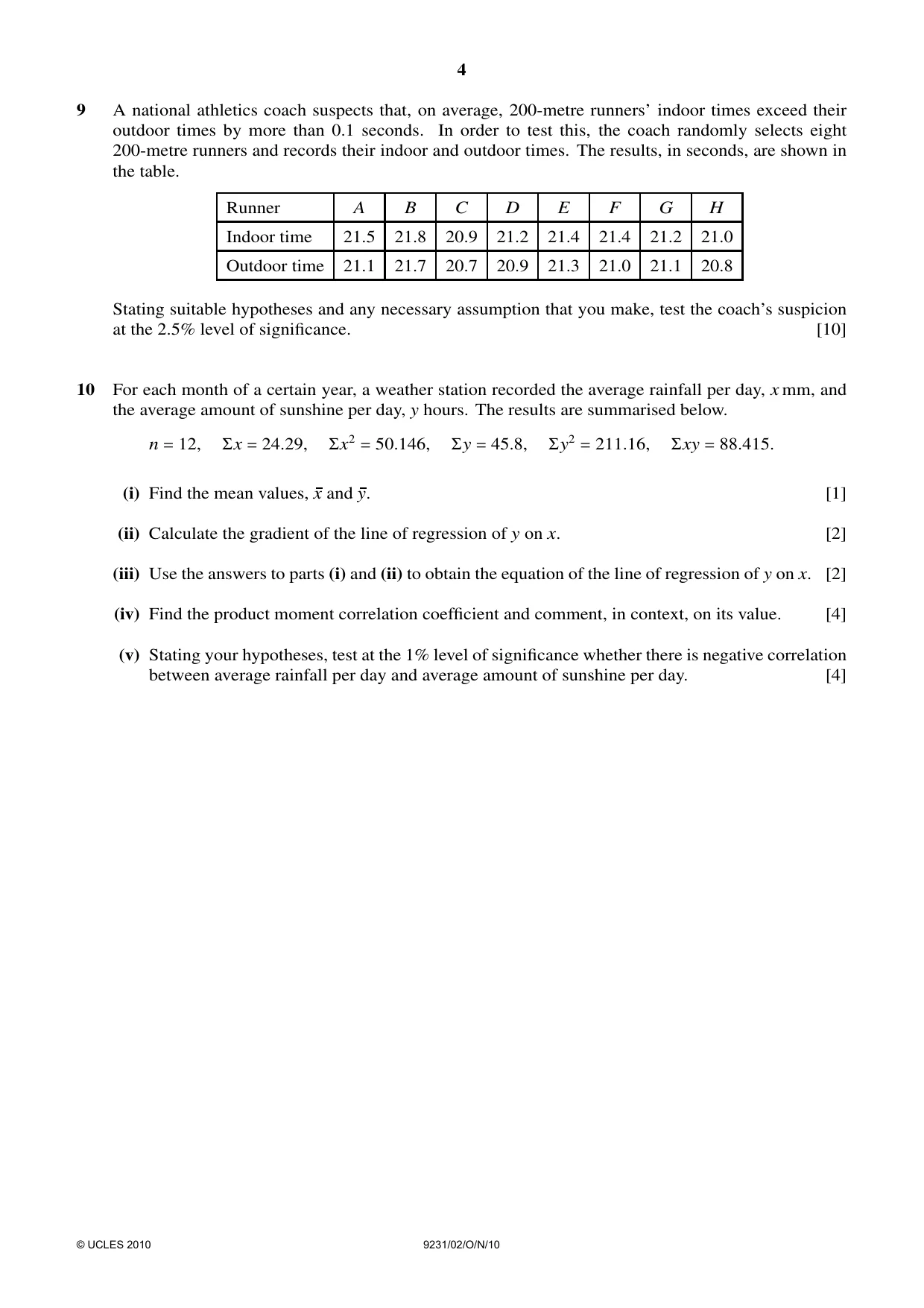 Cambridge A Level Mathematics - Further 9231 2010 Oct/Nov Paper 2 · Variant 1 question paper, page 4 of 8