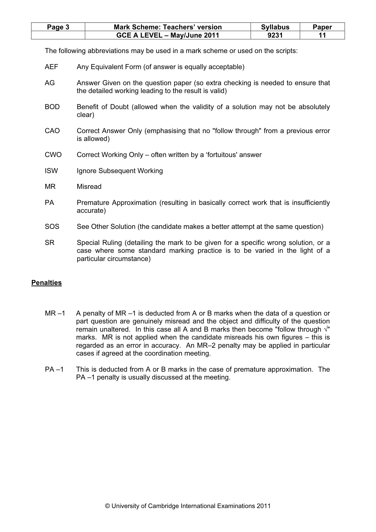 Mark scheme, page 3 of 11