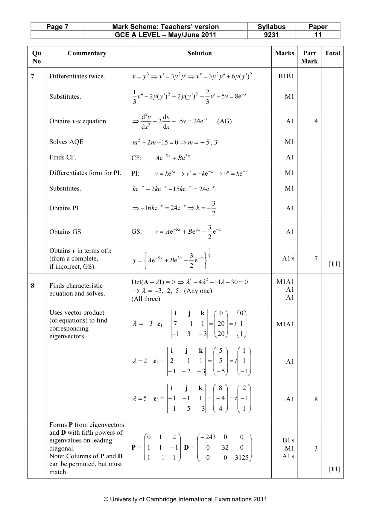 Mark scheme, page 7 of 11