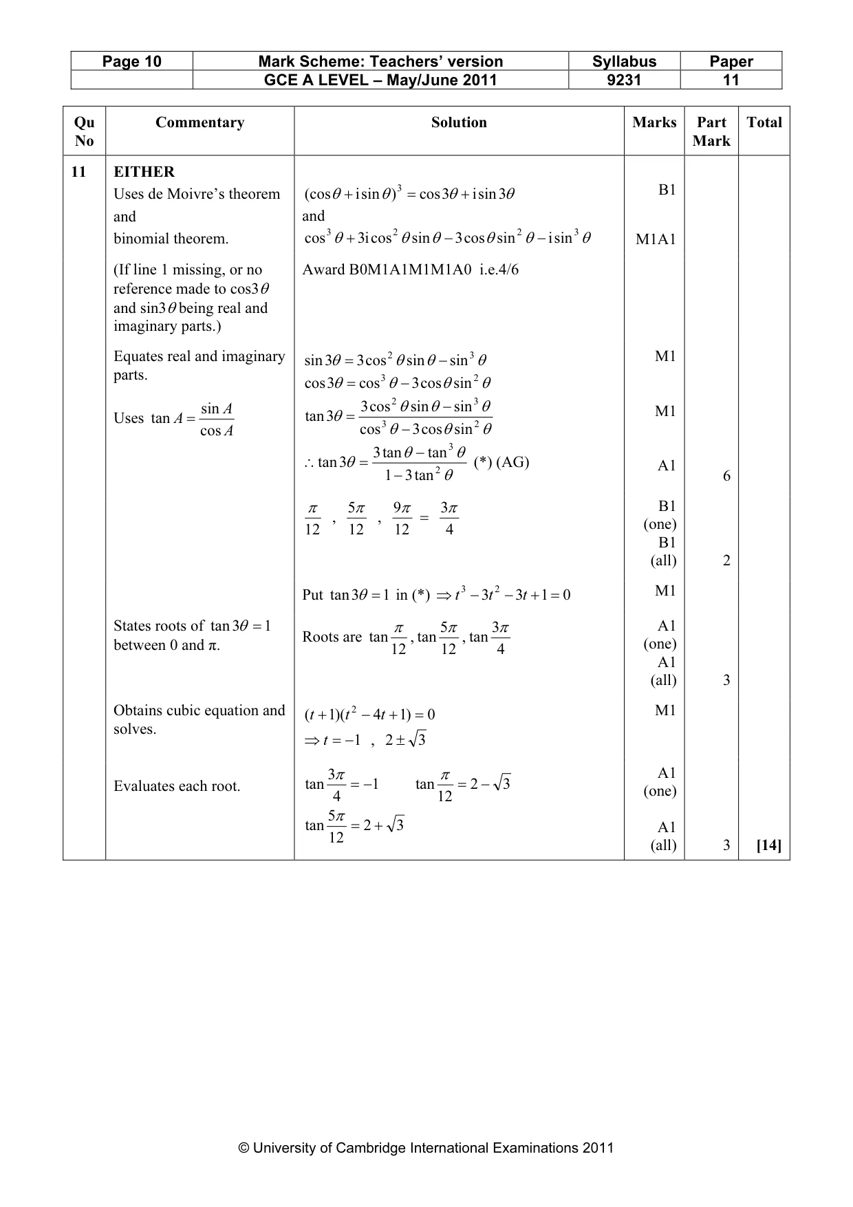 Mark scheme, page 10 of 11