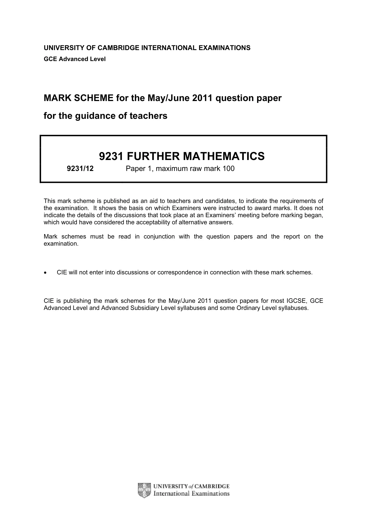 Mark scheme, page 1 of 11