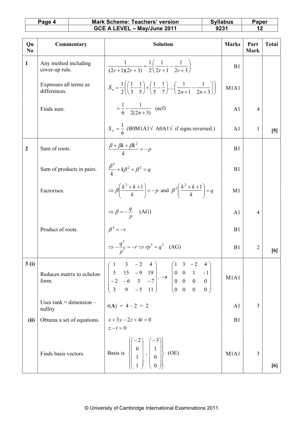 Mark scheme, page 4 of 11