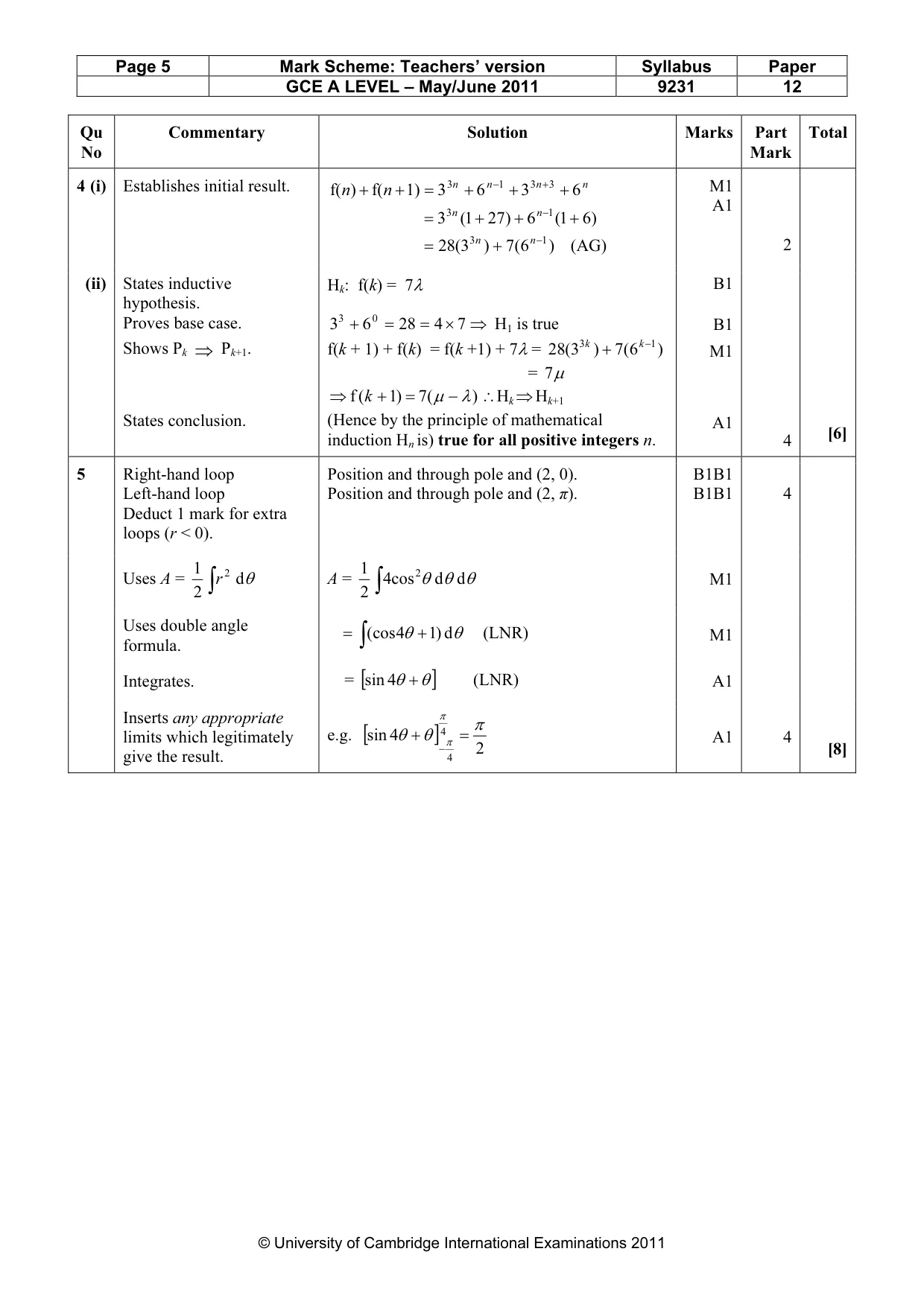 Mark scheme, page 5 of 11
