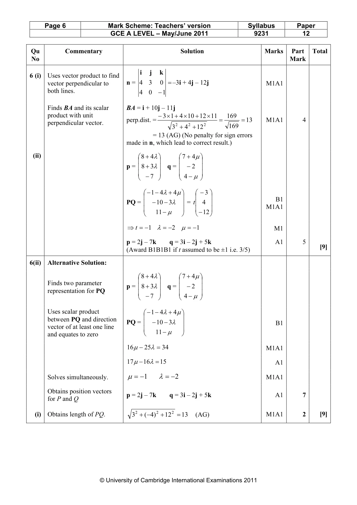 Mark scheme, page 6 of 11